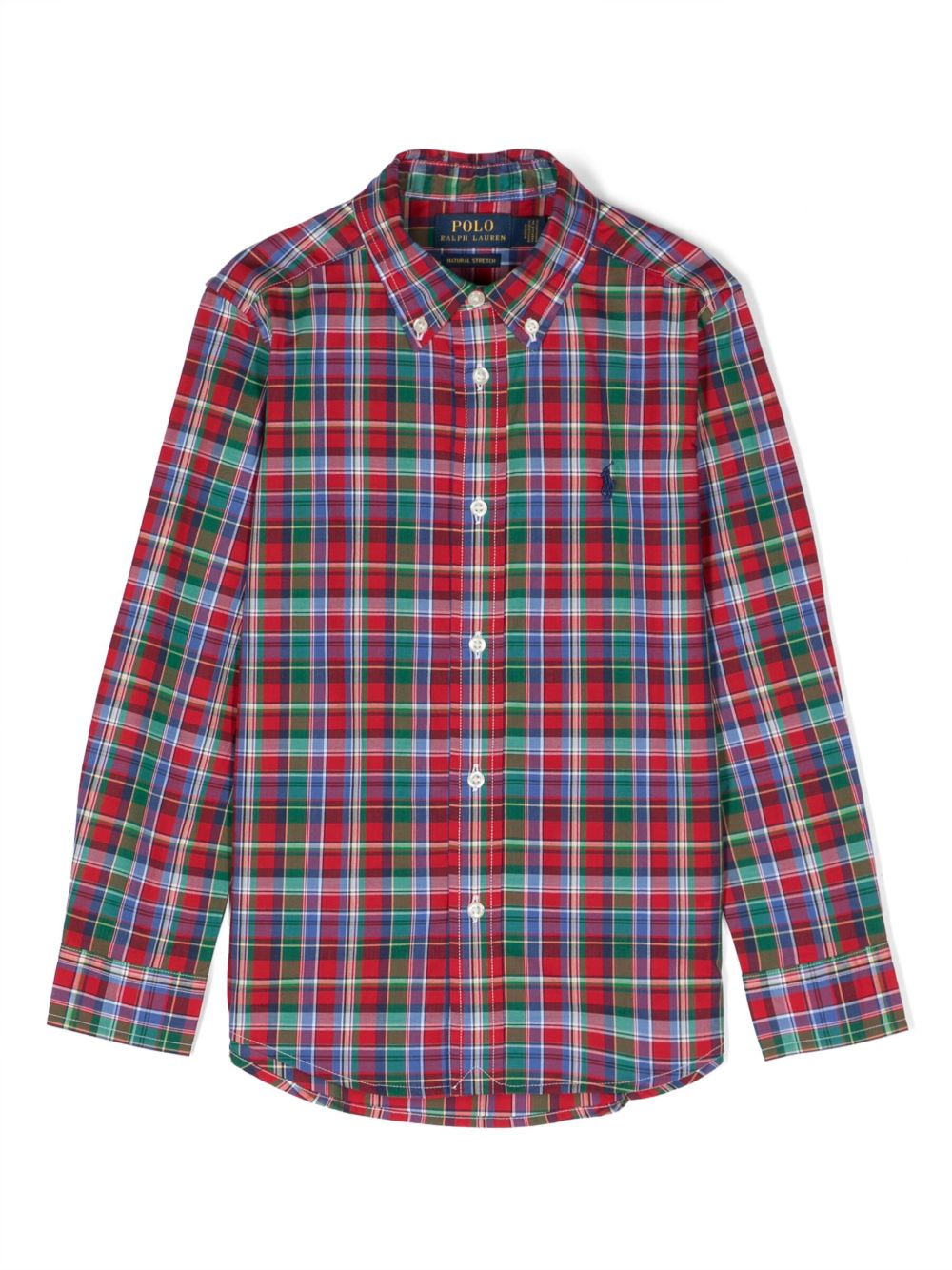 POLO RALPH LAUREN KIDS Polo Pony 图案格纹衬衫 - 红色
