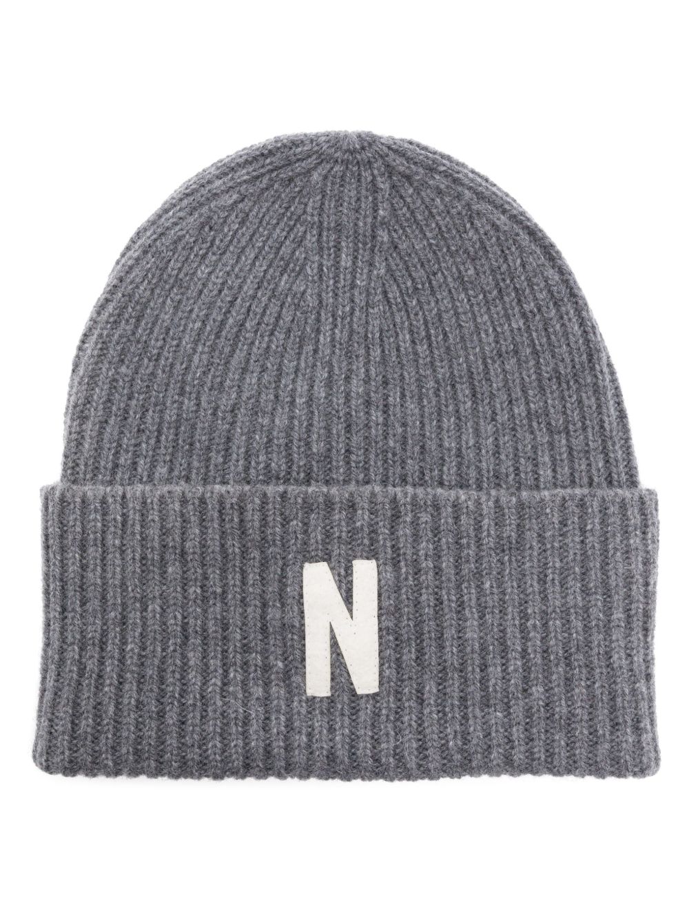 Norse Projects 标贴罗纹羊毛套头帽 - 灰色