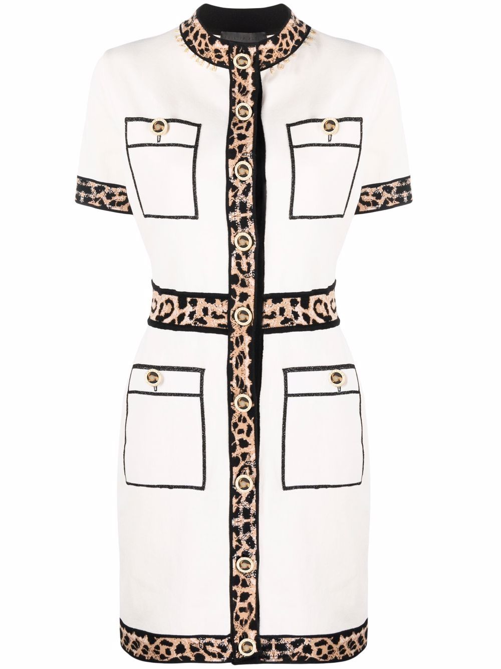 Philipp Plein 豹纹边饰连衣裙 - 中性色
