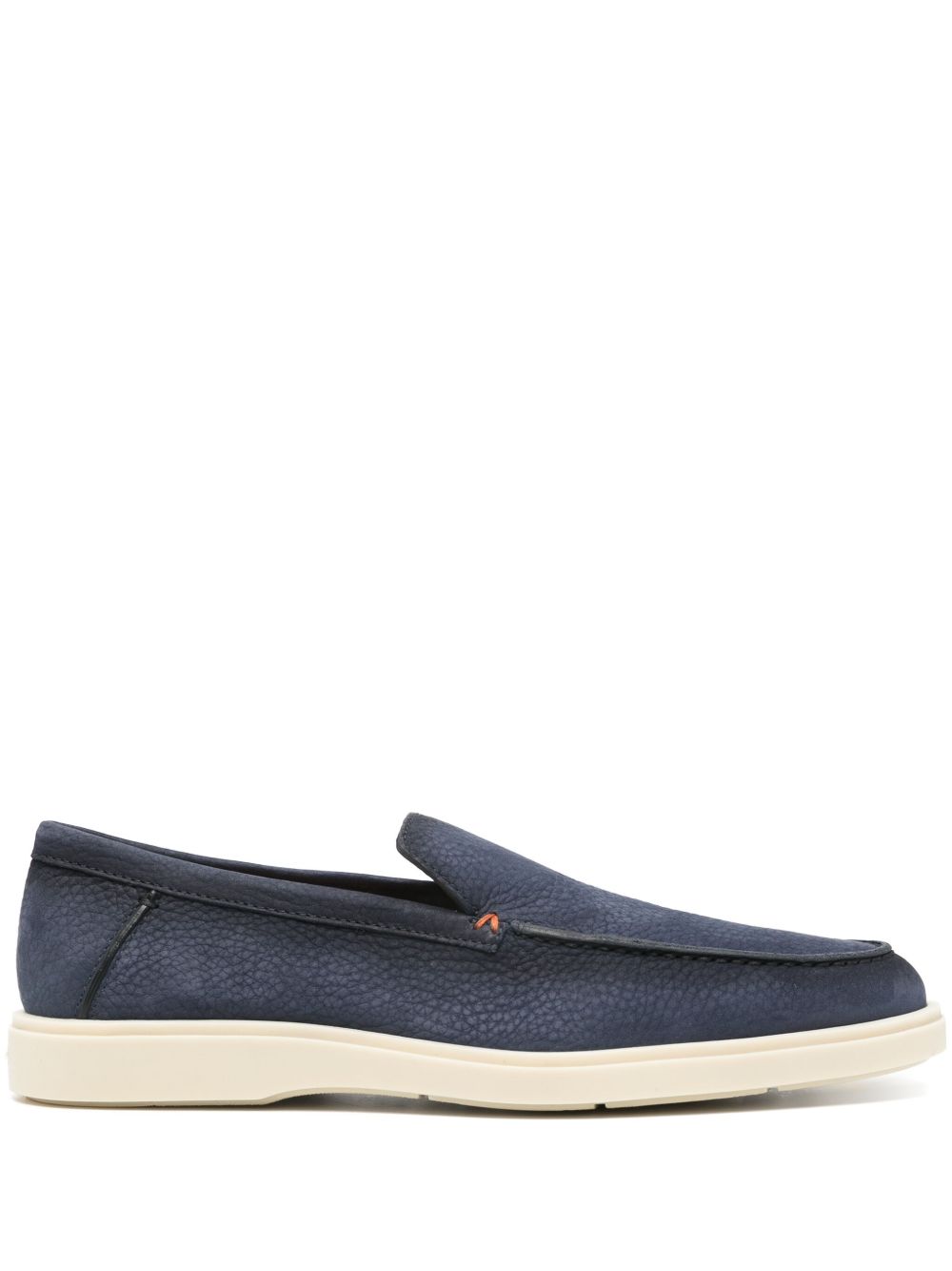 Santoni 纹理绒面皮乐福鞋 - 蓝色
