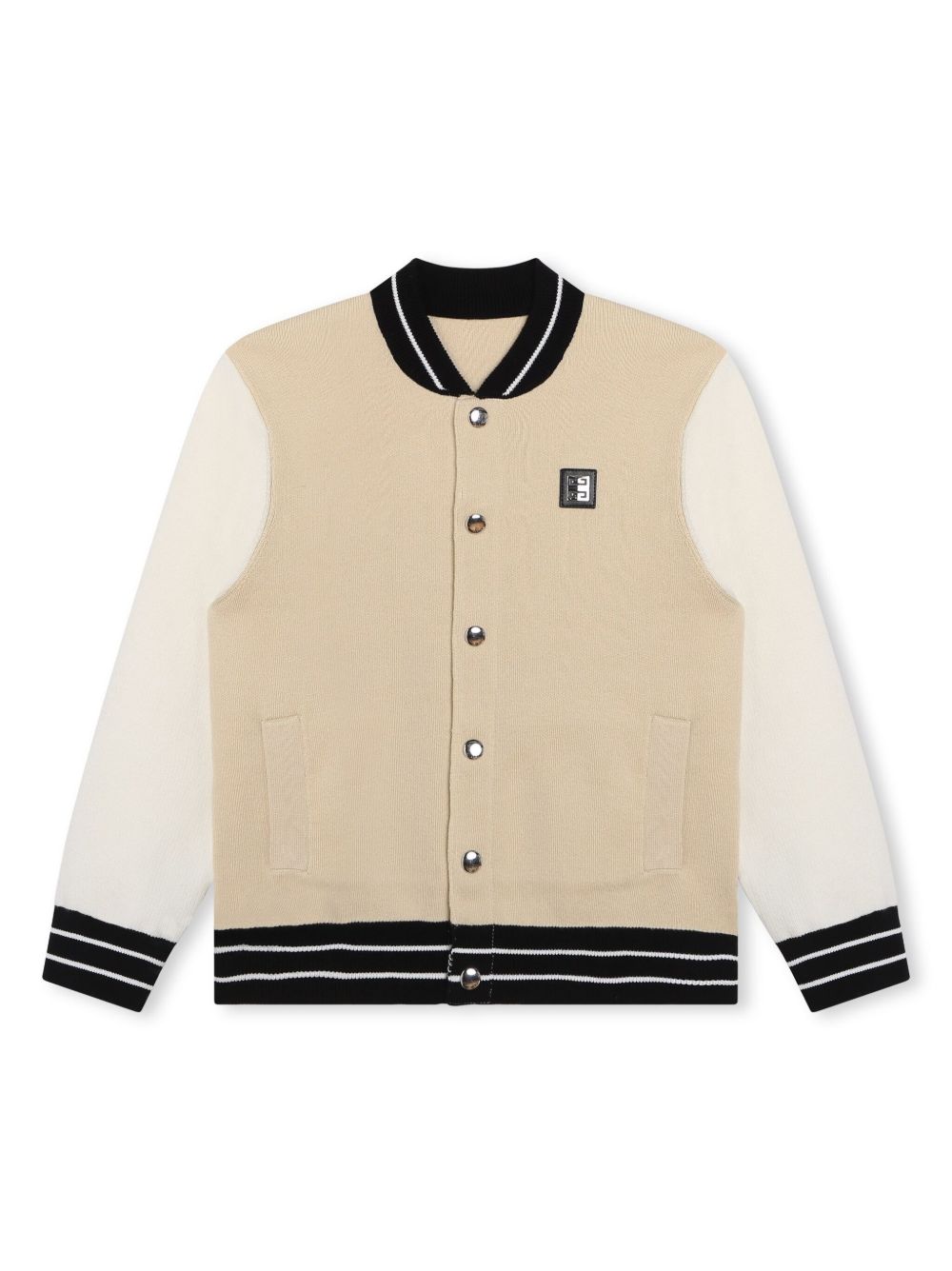 Givenchy Kids logo贴花针织飞行员夹克 - 中性色