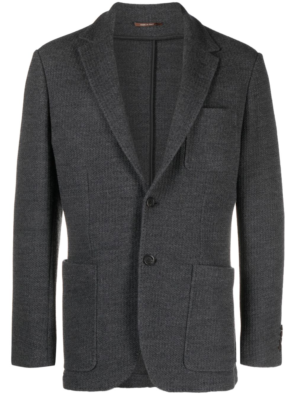 Canali 罗纹针织单排扣西装夹克 - 灰色