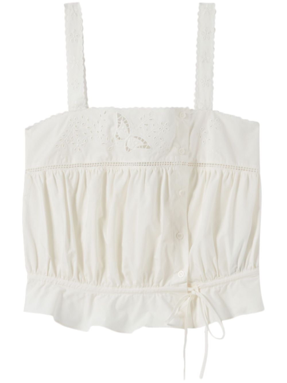 Claudie Pierlot 方领马德拉刺绣上衣 - 白色
