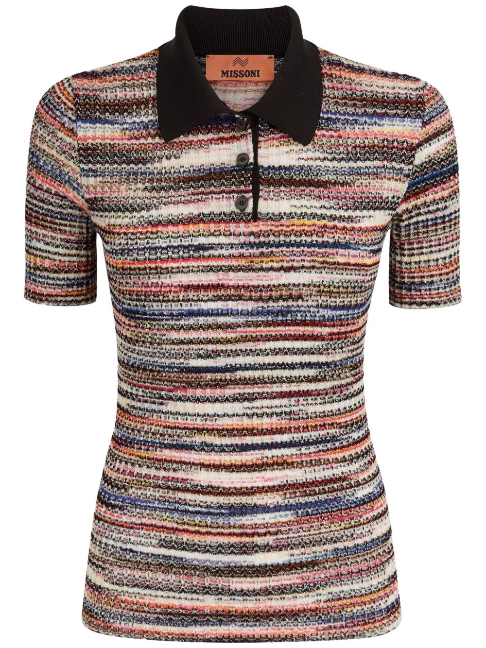 Missoni 条纹针织polo衫 - 黑色