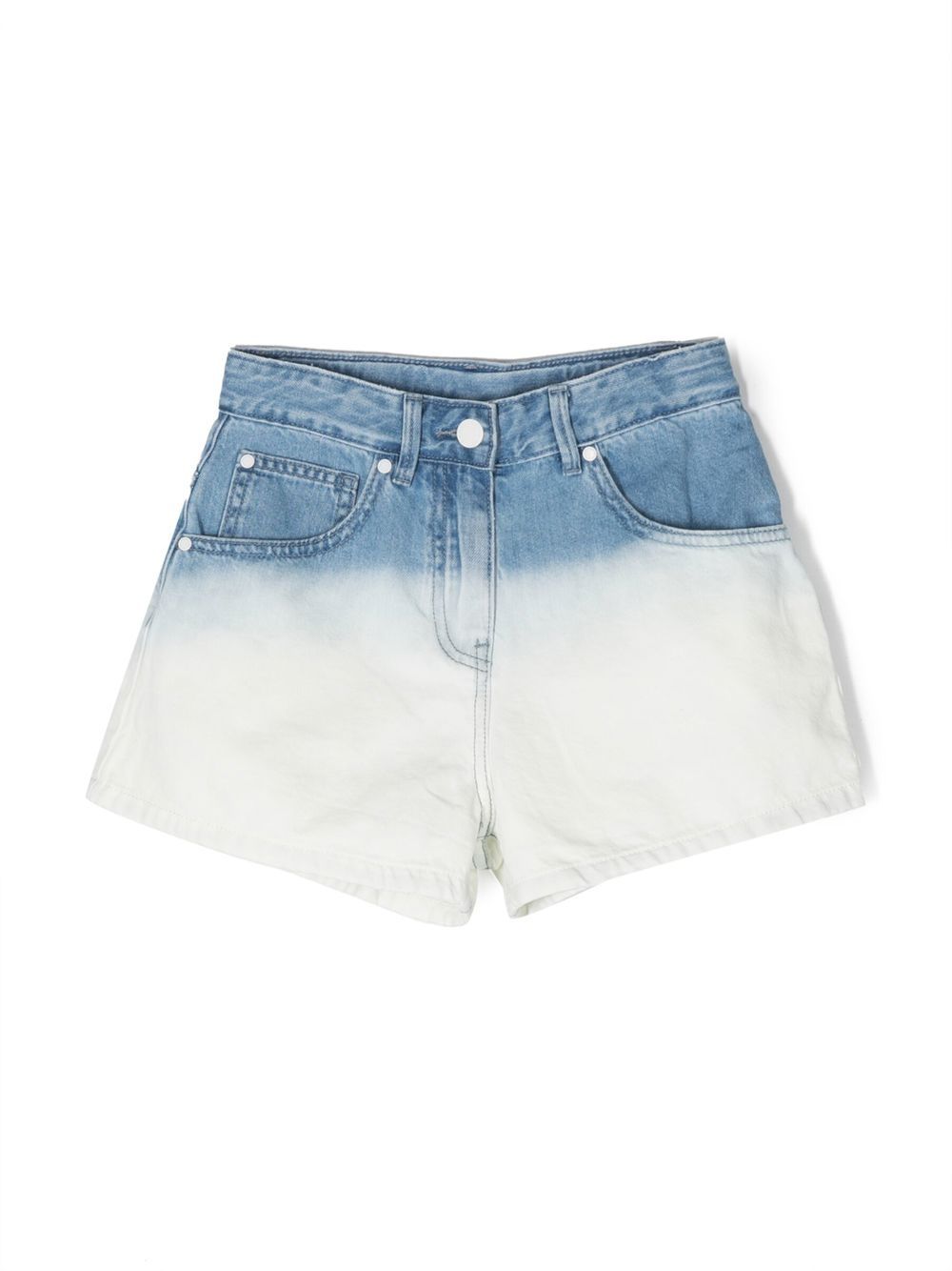 Stella McCartney Kids 双色牛仔短裤 - 蓝色