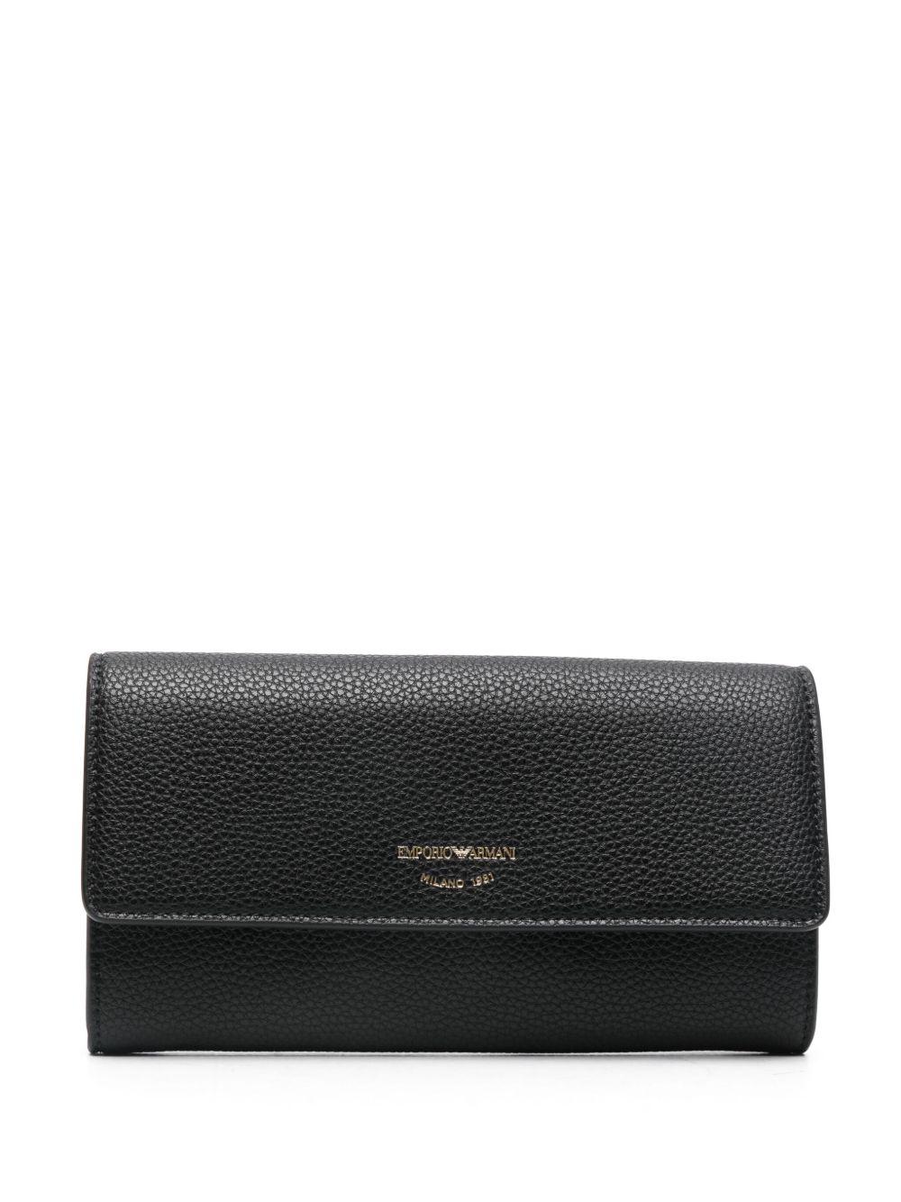 Emporio Armani logo凹面压花钱包 - 黑色