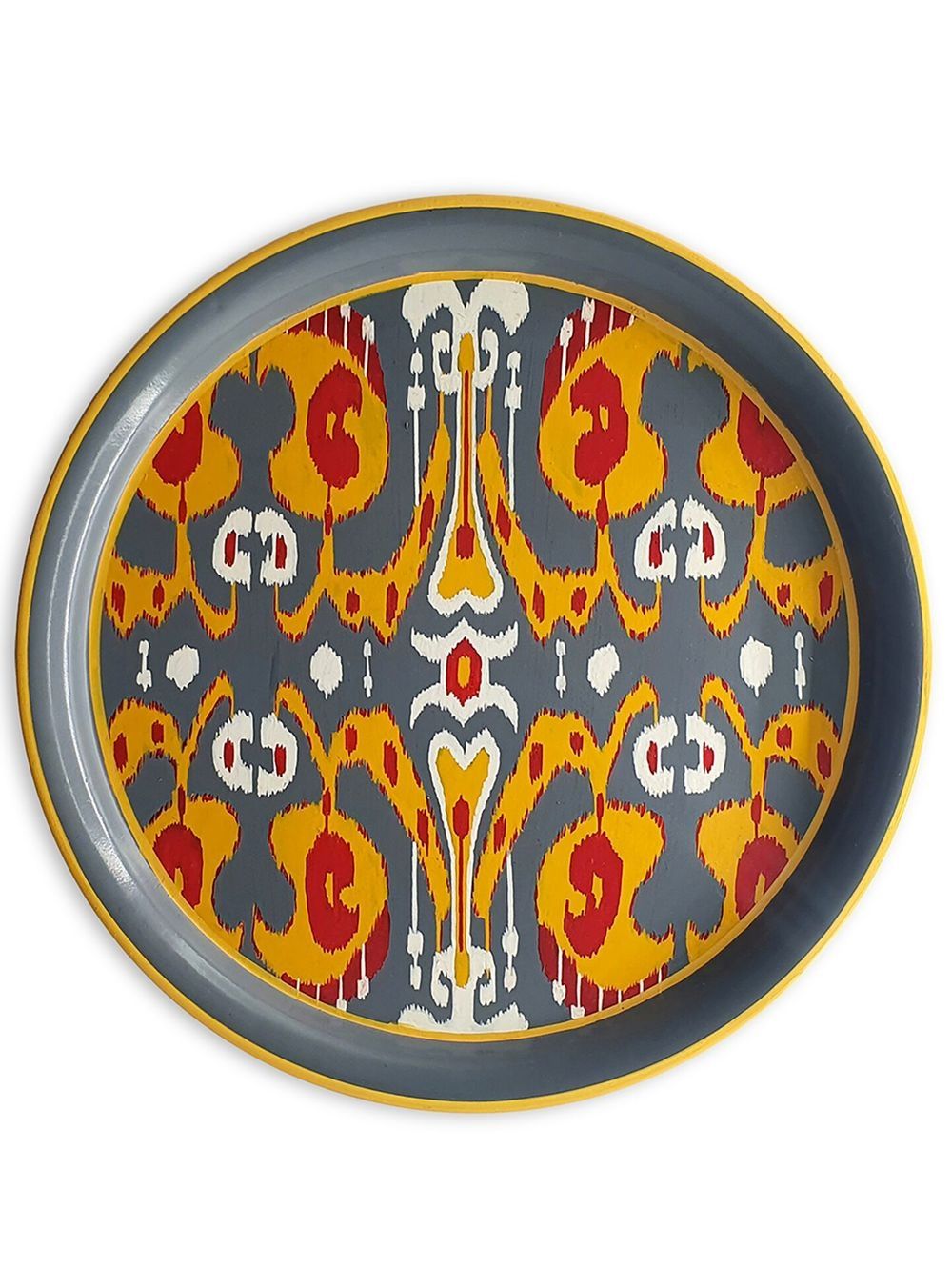 Les-Ottomans 抽象印花手绘托盘 - 灰色