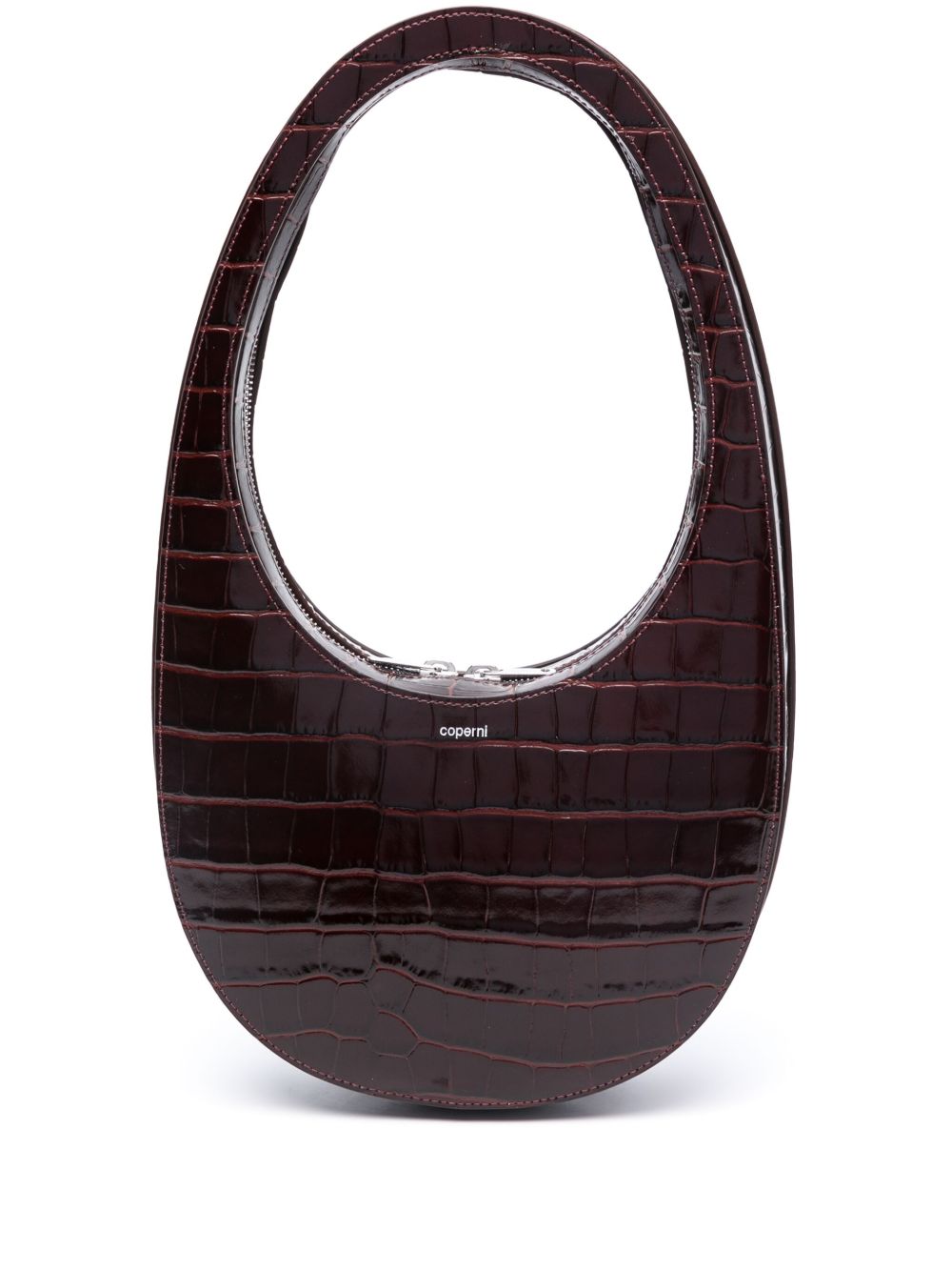Coperni Croco Swipe 皮质单肩包 - 褐色