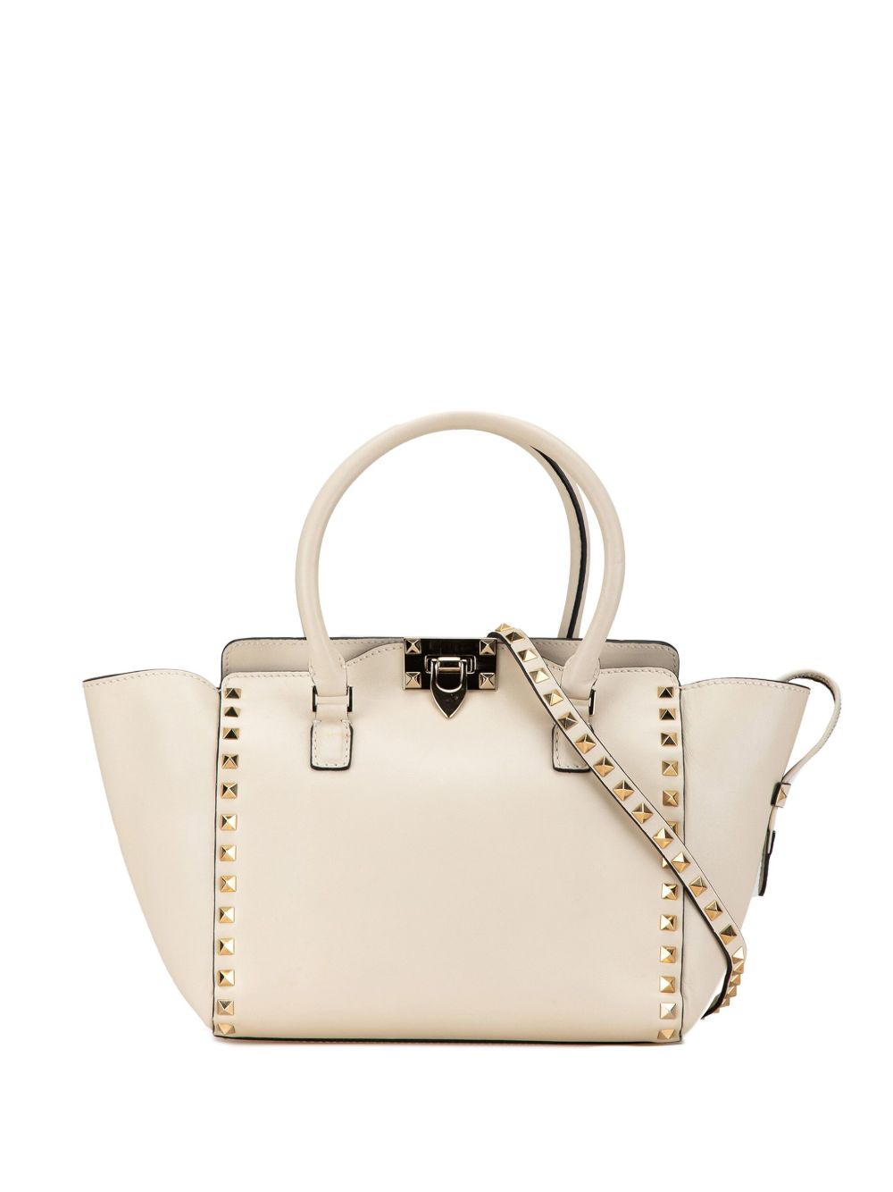 Valentino Garavani Pre-Owned Rockstud 小号小牛皮斜挎包（2000-2017年典藏款） - 白色