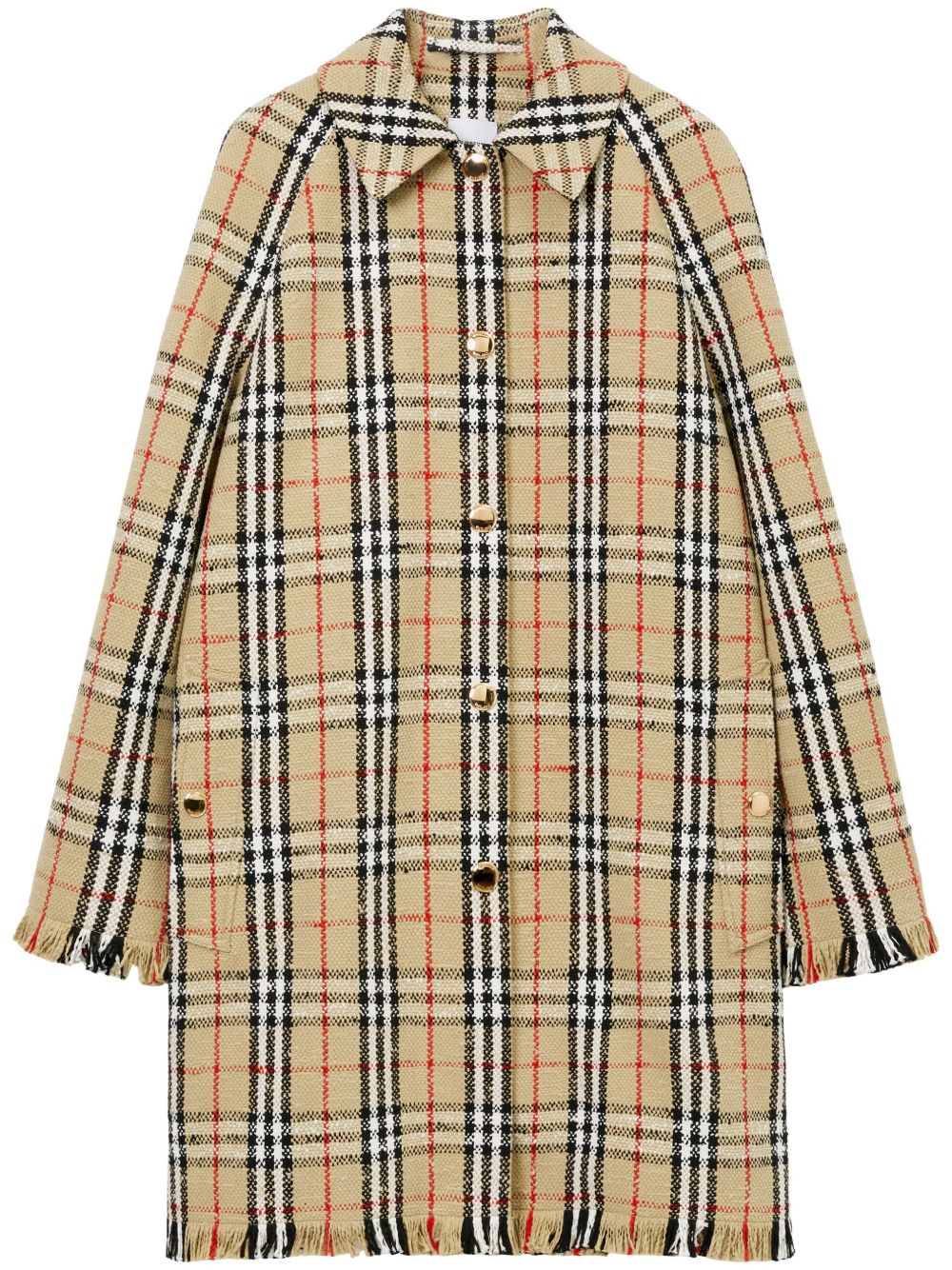 Burberry 仿羔皮呢双色格纹搭扣雨衣 - 中性色