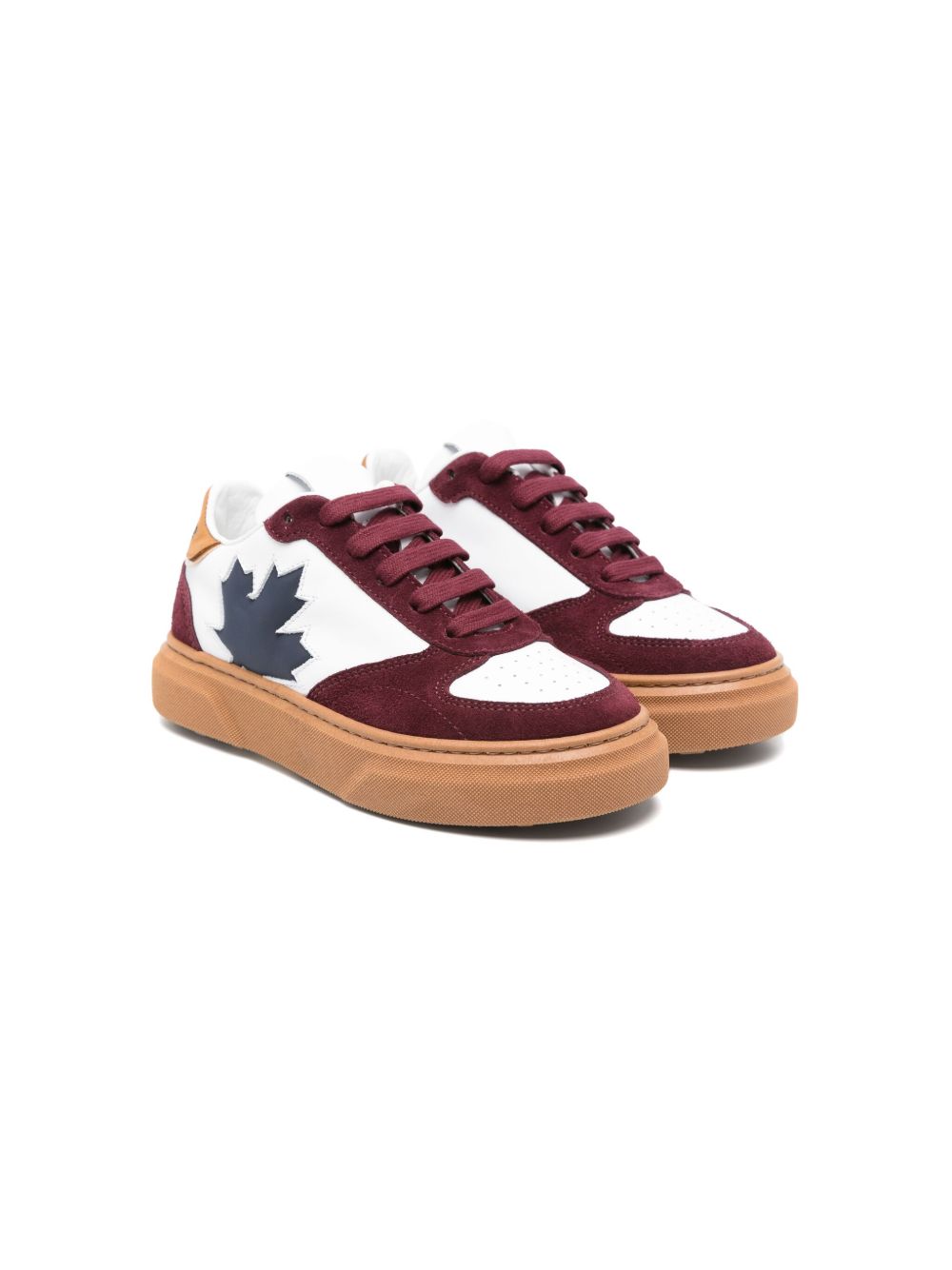 DSQUARED2 KIDS 枫叶贴花运动鞋 - 白色