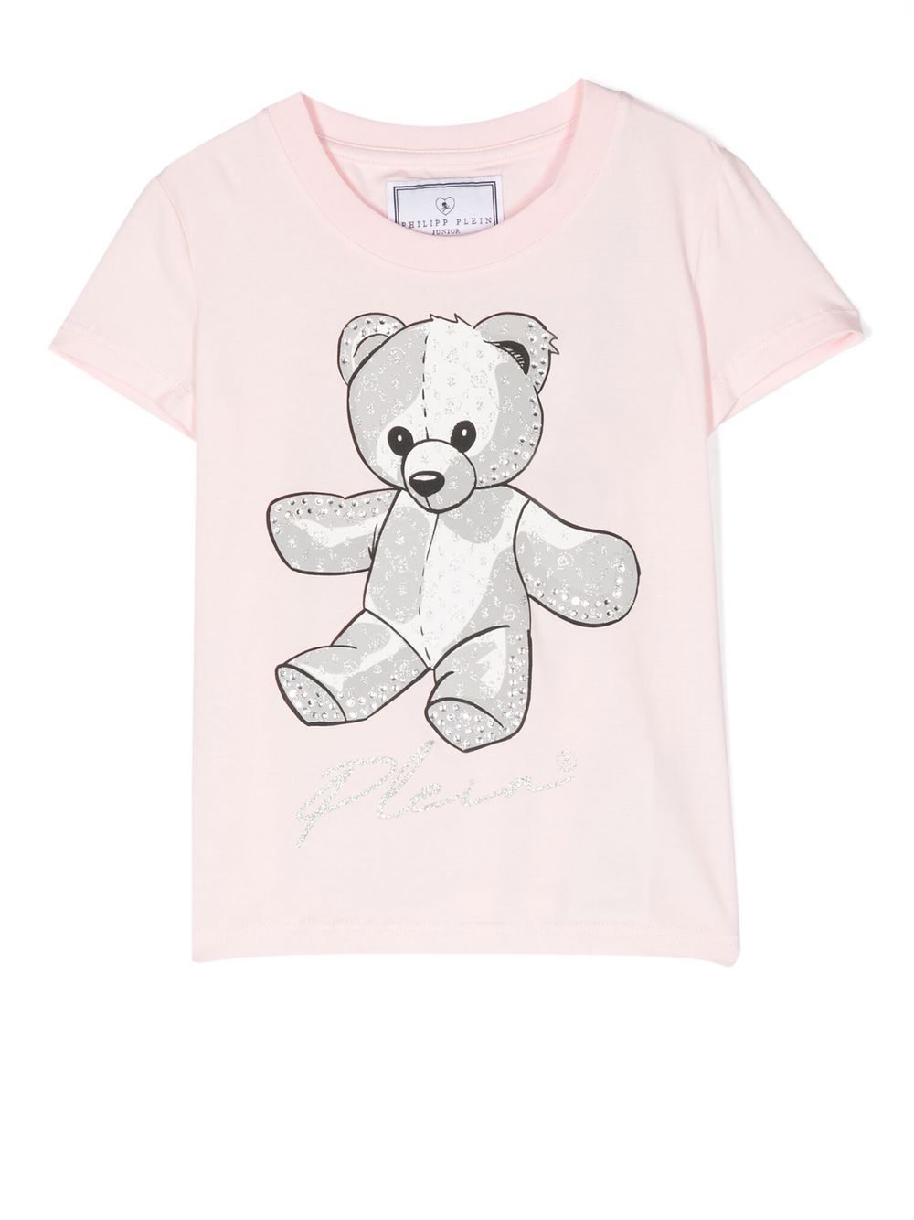 Philipp Plein Junior Teddy Bear 棉T恤 - 粉色