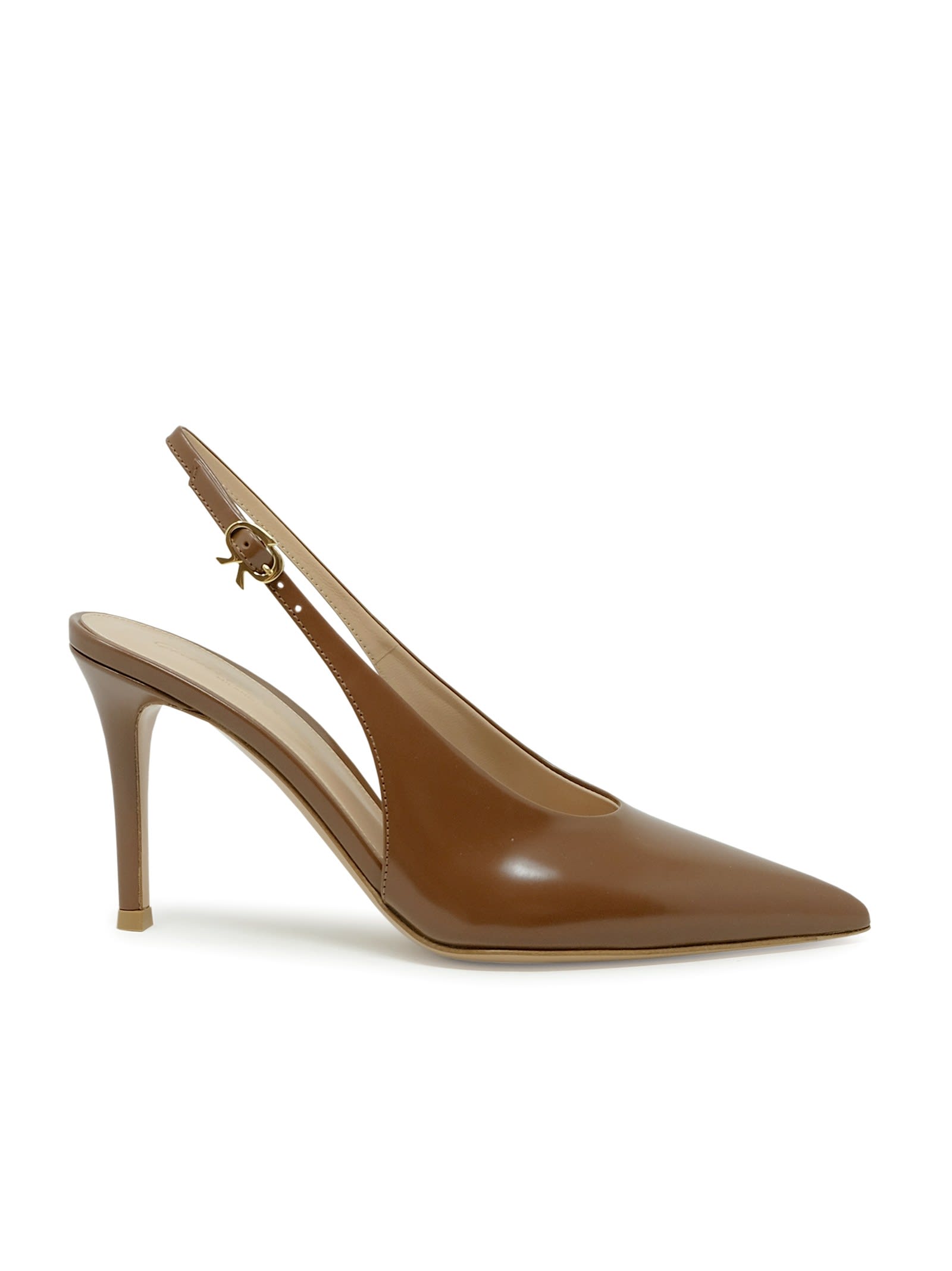 Gianvito Rossi 驼色皮革露跟高跟鞋