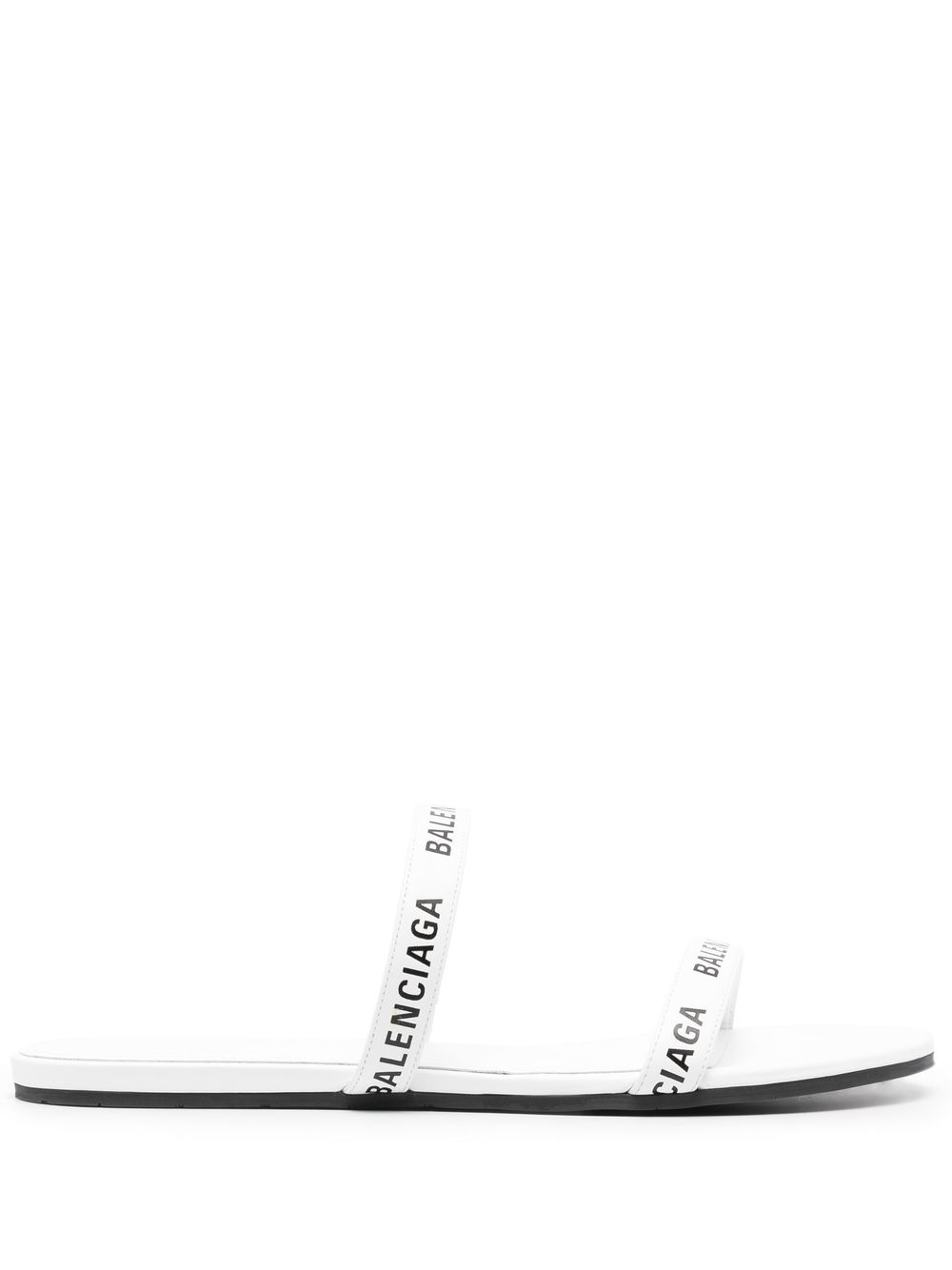 Balenciaga logo印花袢带凉鞋 - 白色