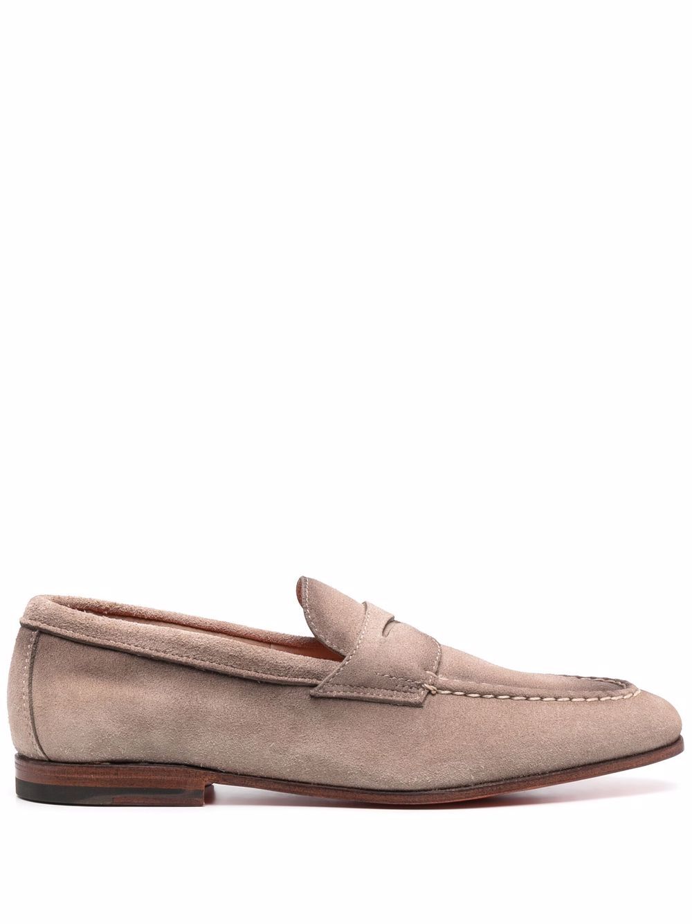 Santoni 绒面皮经典乐福鞋 - 中性色