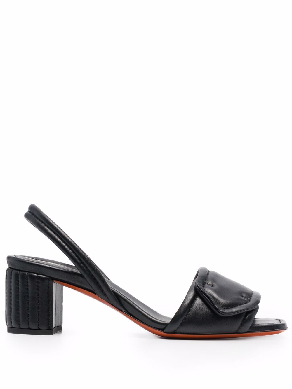 Santoni 皮质裹踝凉鞋 - 黑色