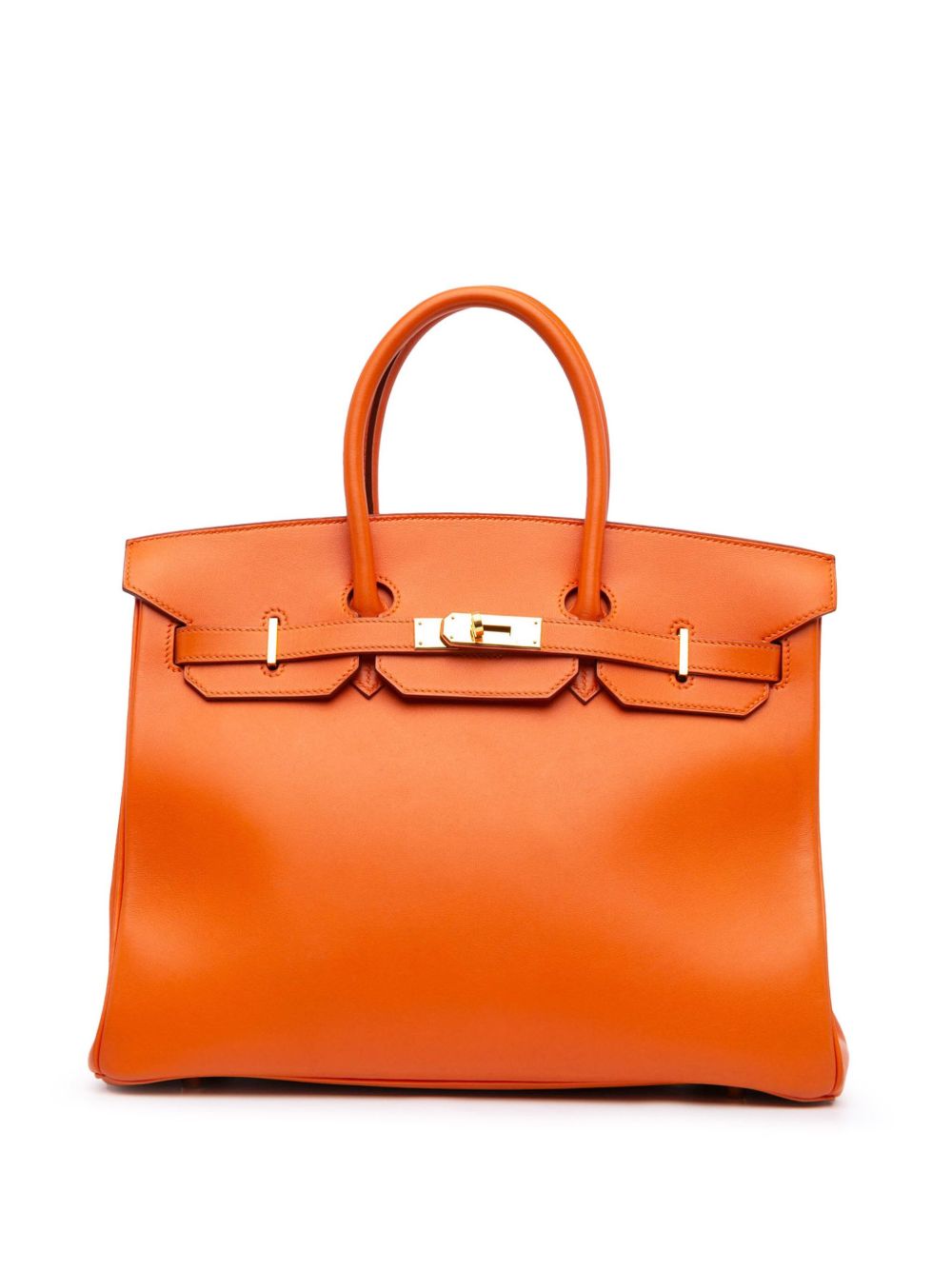 Hermès Pre-Owned Swift Birkin Retourne 35 手提包（2010年典藏款） - 橘色