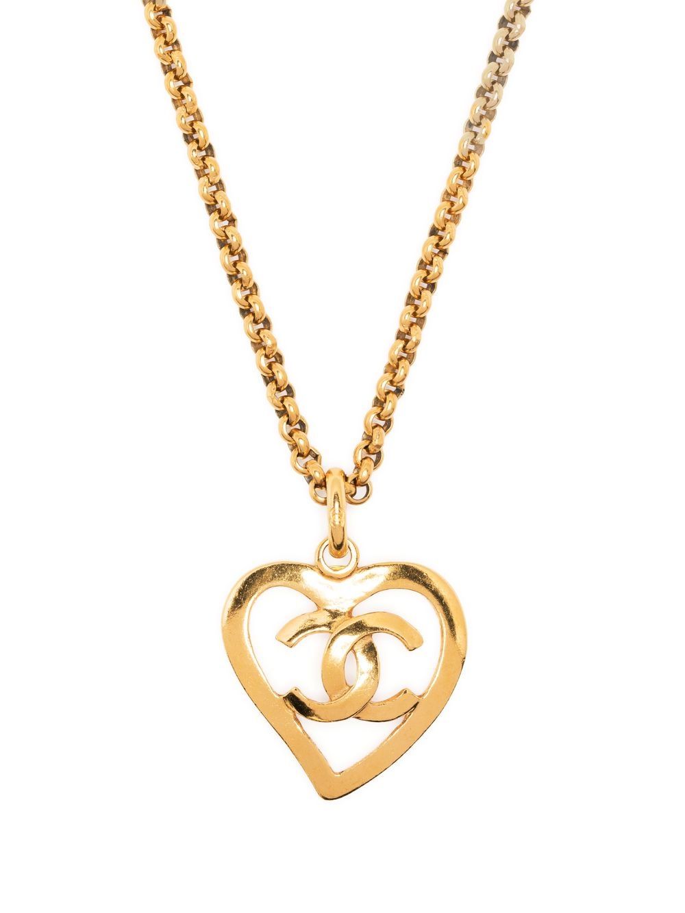 CHANEL Pre-Owned CC Heart 吊饰项链（1995年典藏款） - 金色