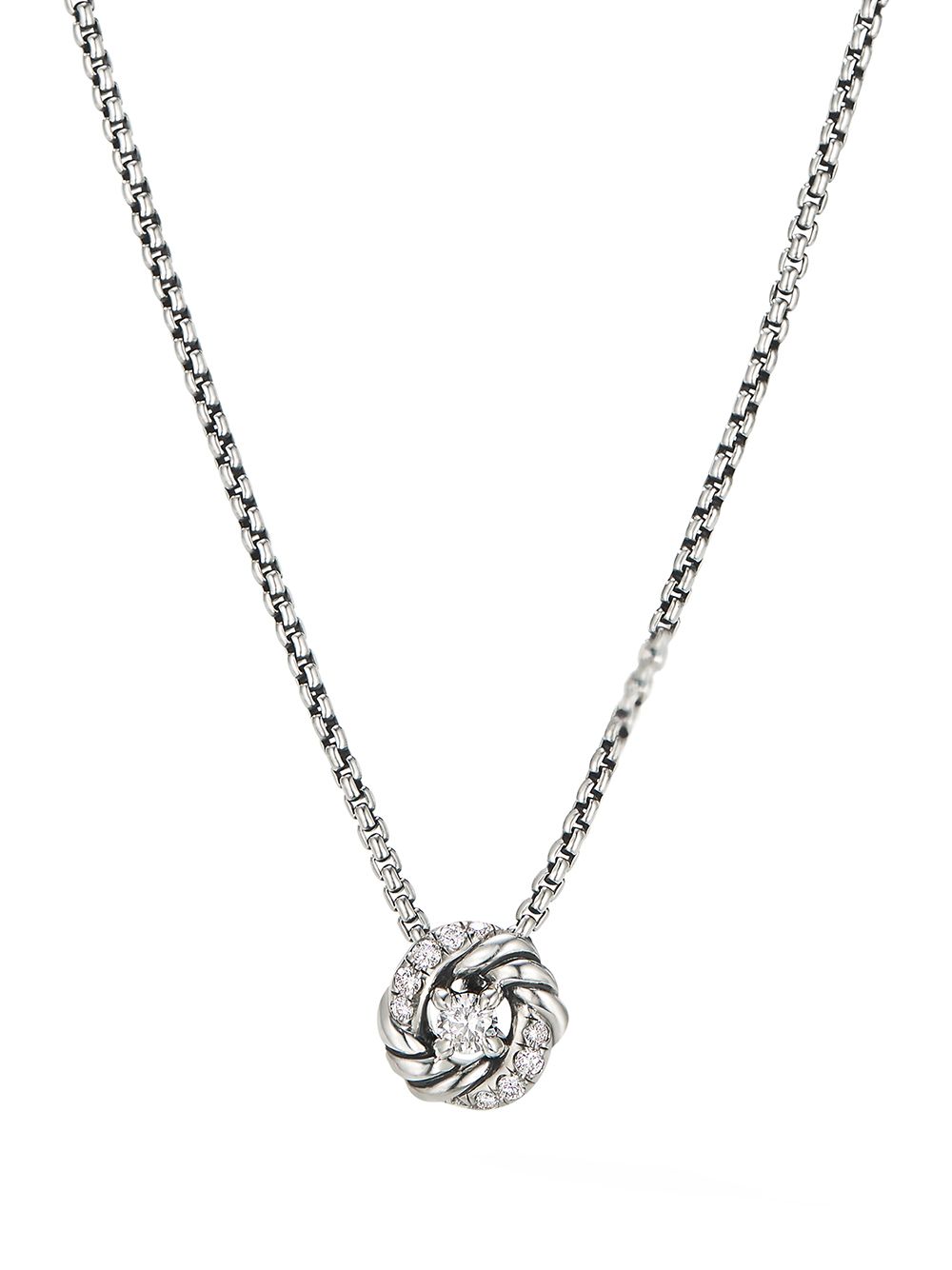 David Yurman 纯银 Petite Infinity 钻石项链 - 银色