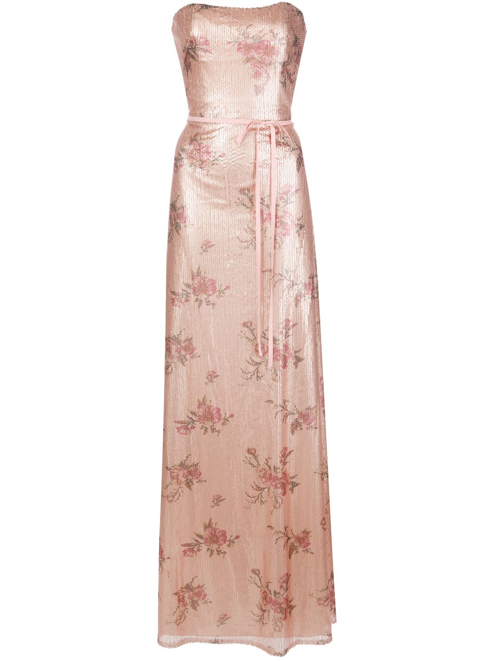 Marchesa Notte Bridesmaids 花卉印花亮片礼服 - 粉色