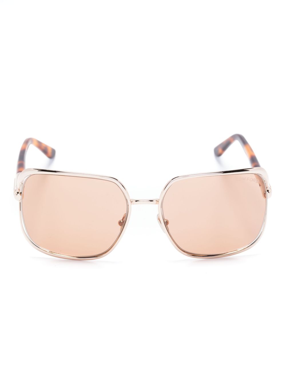 TOM FORD Eyewear 超大框金属太阳眼镜 - 褐色