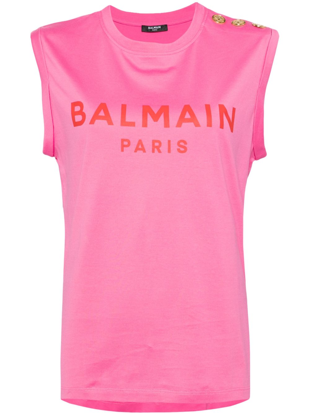Balmain logo印花棉坦克背心 - 粉色