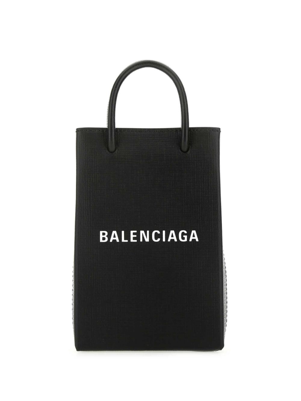 Balenciaga logo印花皮质手机包 - 黑色