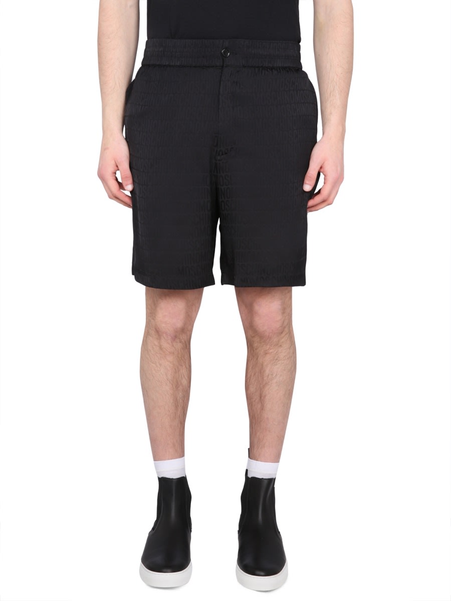 Moschino Viscose Satin Logo Shorts