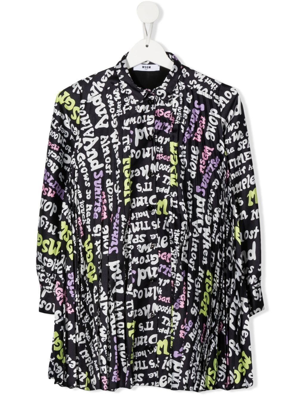 MSGM Kids 图案印花排扣衬衫 - 黑色