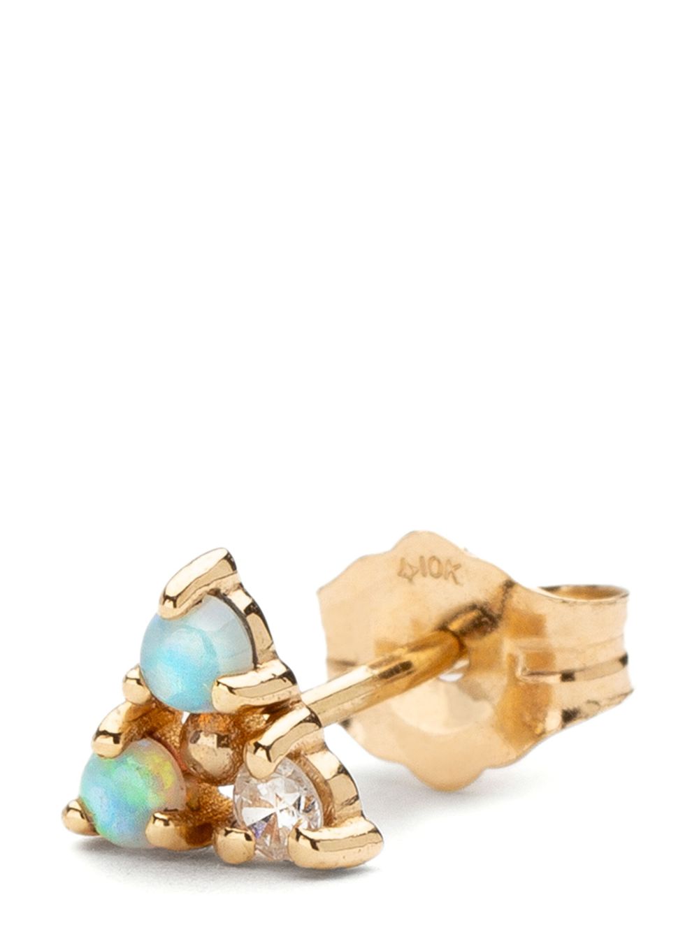 WWAKE 14kt recycled yellow gold opal and diamond single earring - 金色