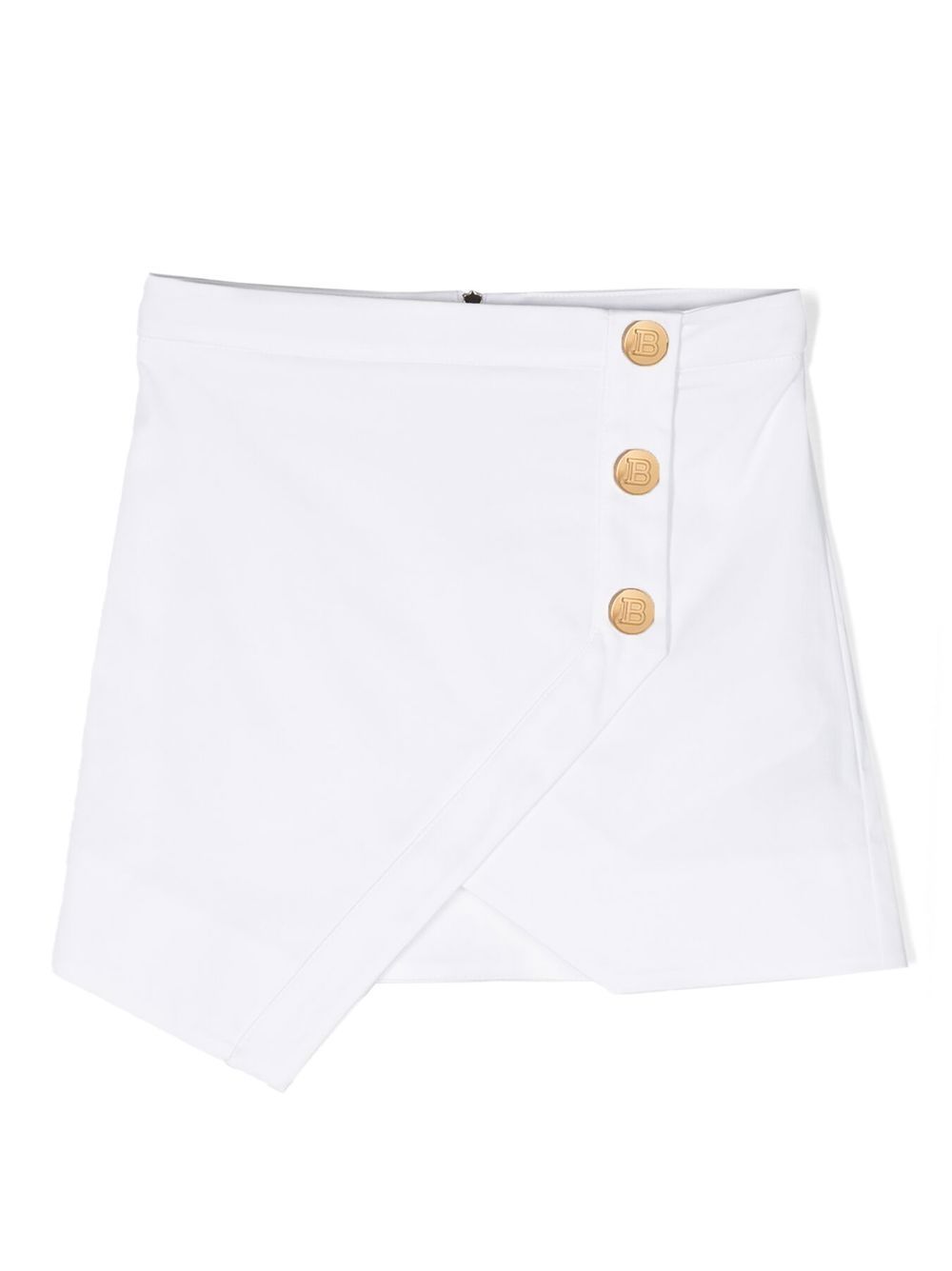 Balmain Kids 搭扣裹身式半身裙 - 白色