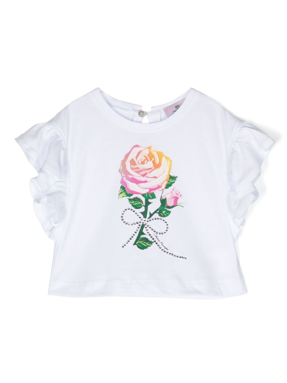 Chiara Ferragni Kids 花卉印花棉T恤 - 白色