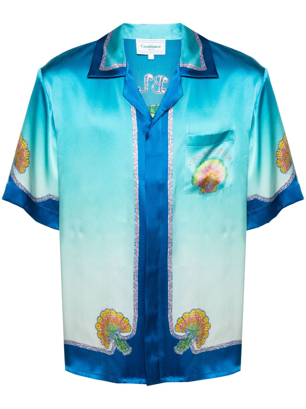 Casablanca Coquillage Coloré 真丝衬衫 - 蓝色