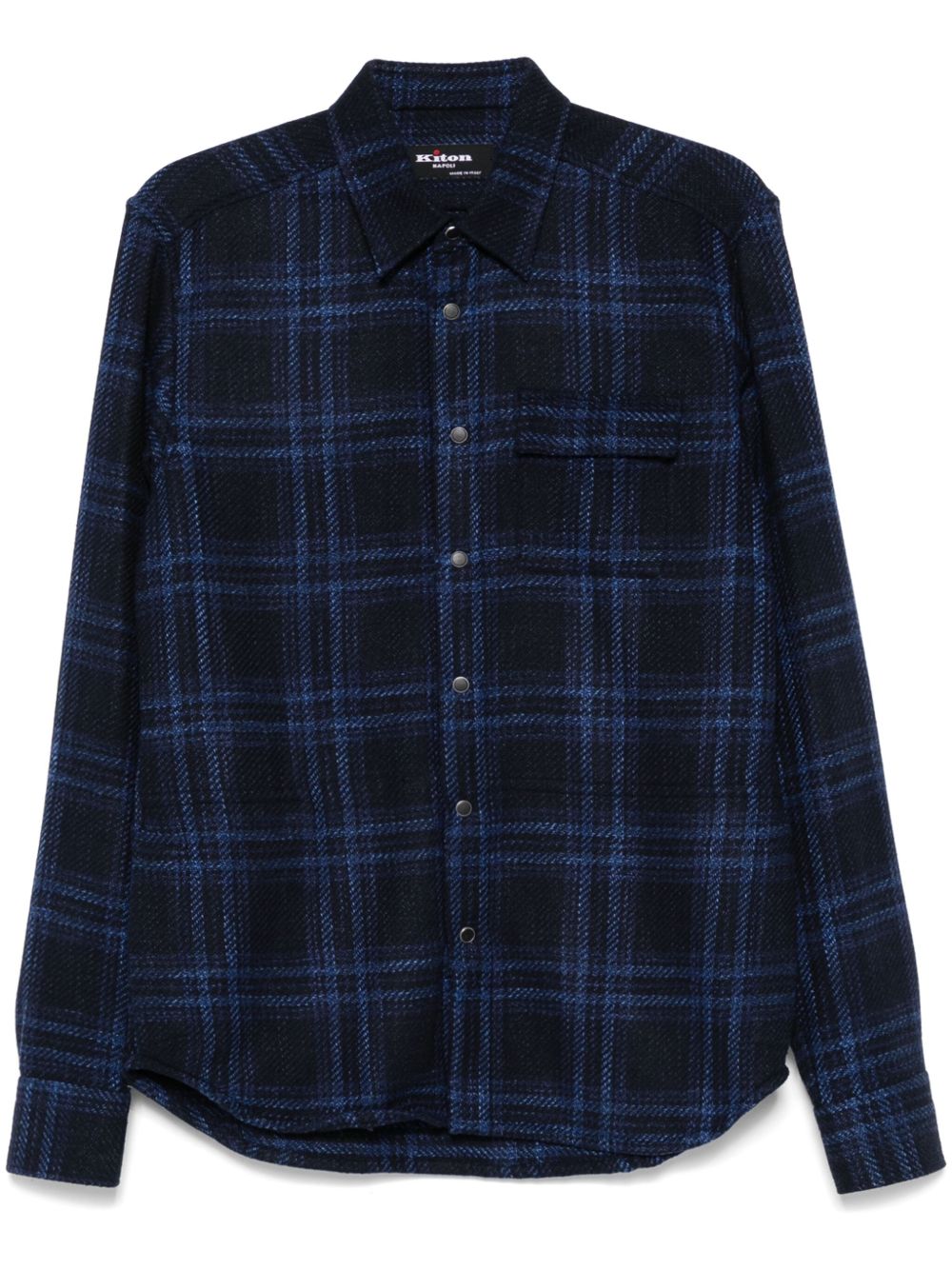 Kiton 格纹衬衫 - 蓝色