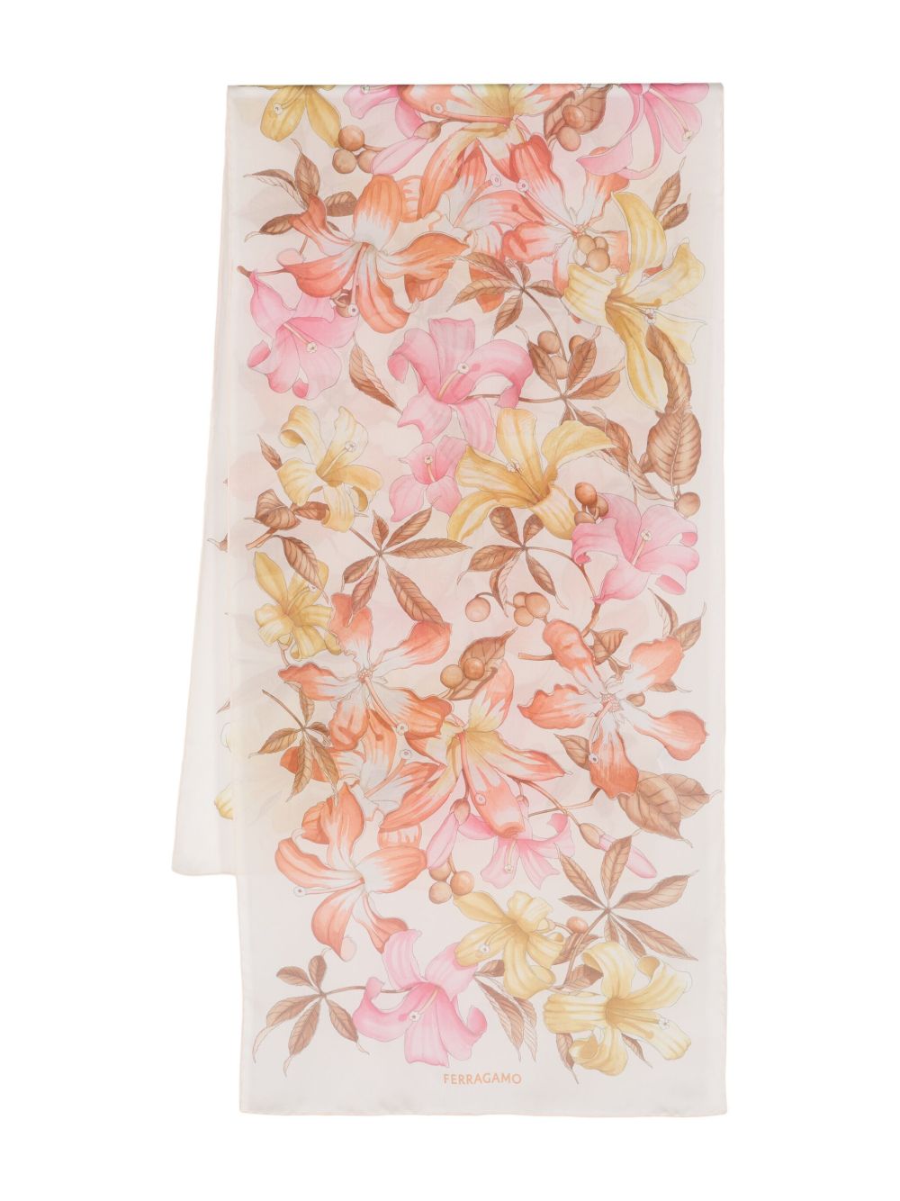 Ferragamo Hibiscus print shawl - 白色