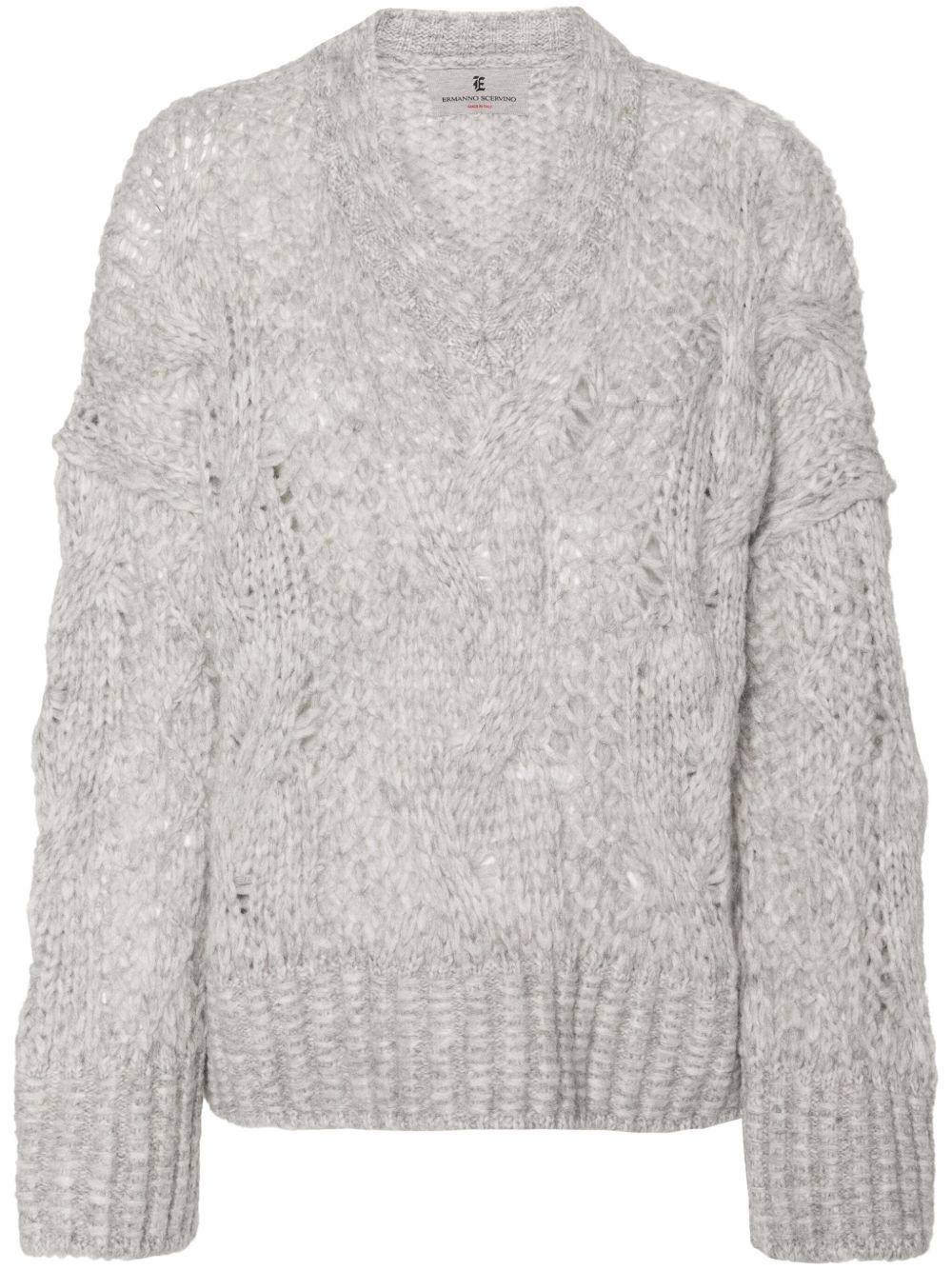 Ermanno Scervino 粗绞花针织毛衣 - 灰色