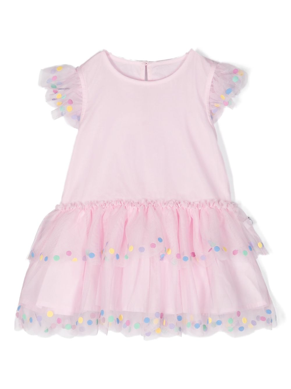 Stella McCartney Kids 圆点细节薄纱网纱连衣裙 - 粉色