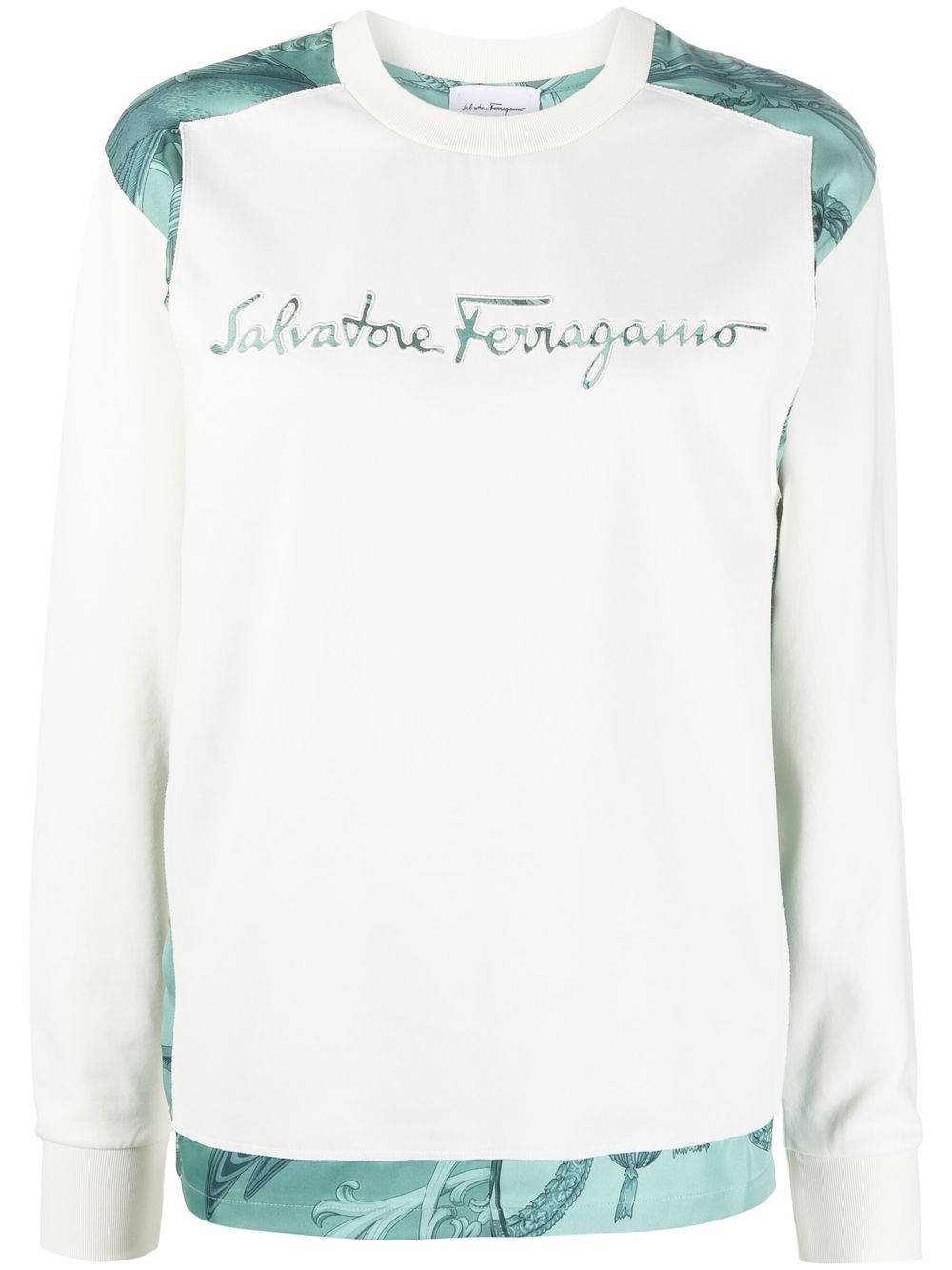 Ferragamo logo刺绣卫衣 - 白色