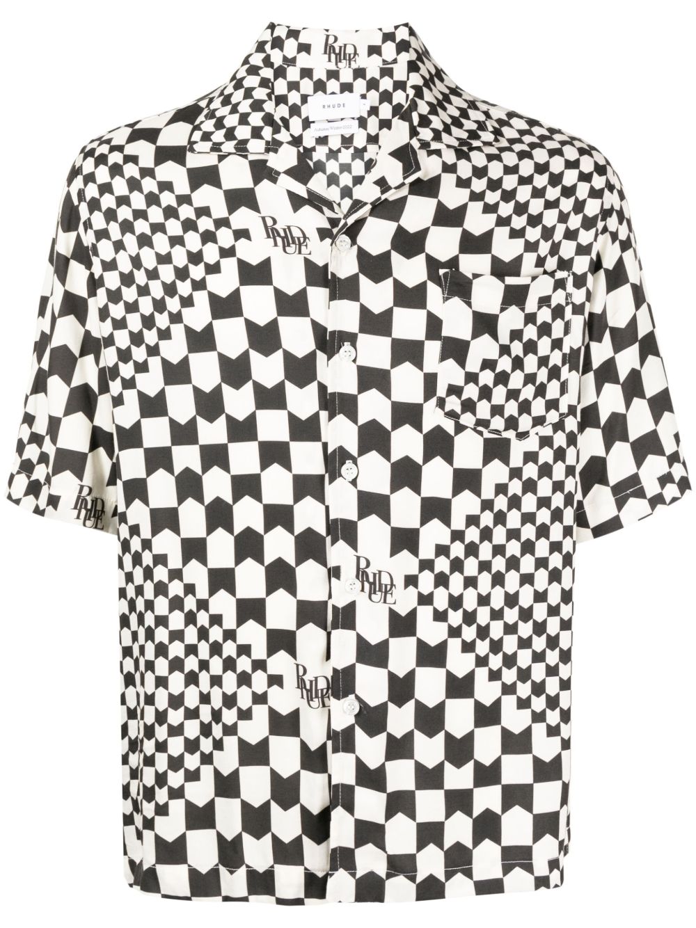 RHUDE 双色几何图案印花衬衫 - 黑色