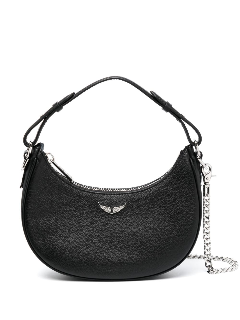 Zadig&Voltaire logo标牌皮质斜挎包 - 黑色