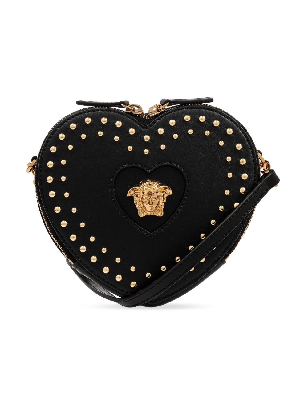 Versace Kids Heart 皮质单肩包 - 黑色