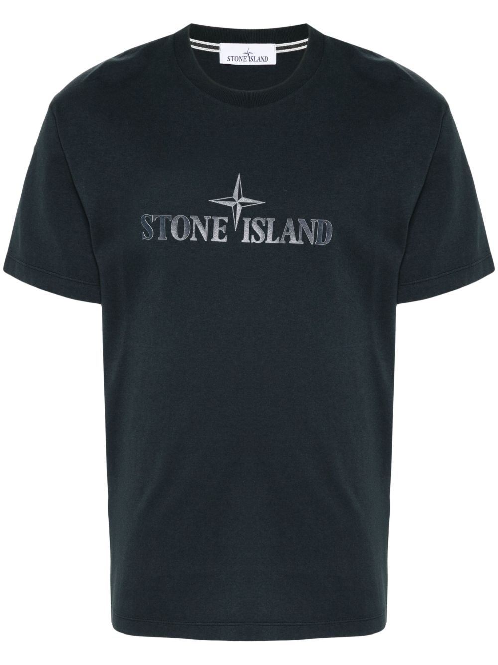 Stone Island 橡胶logo棉T恤 - 蓝色