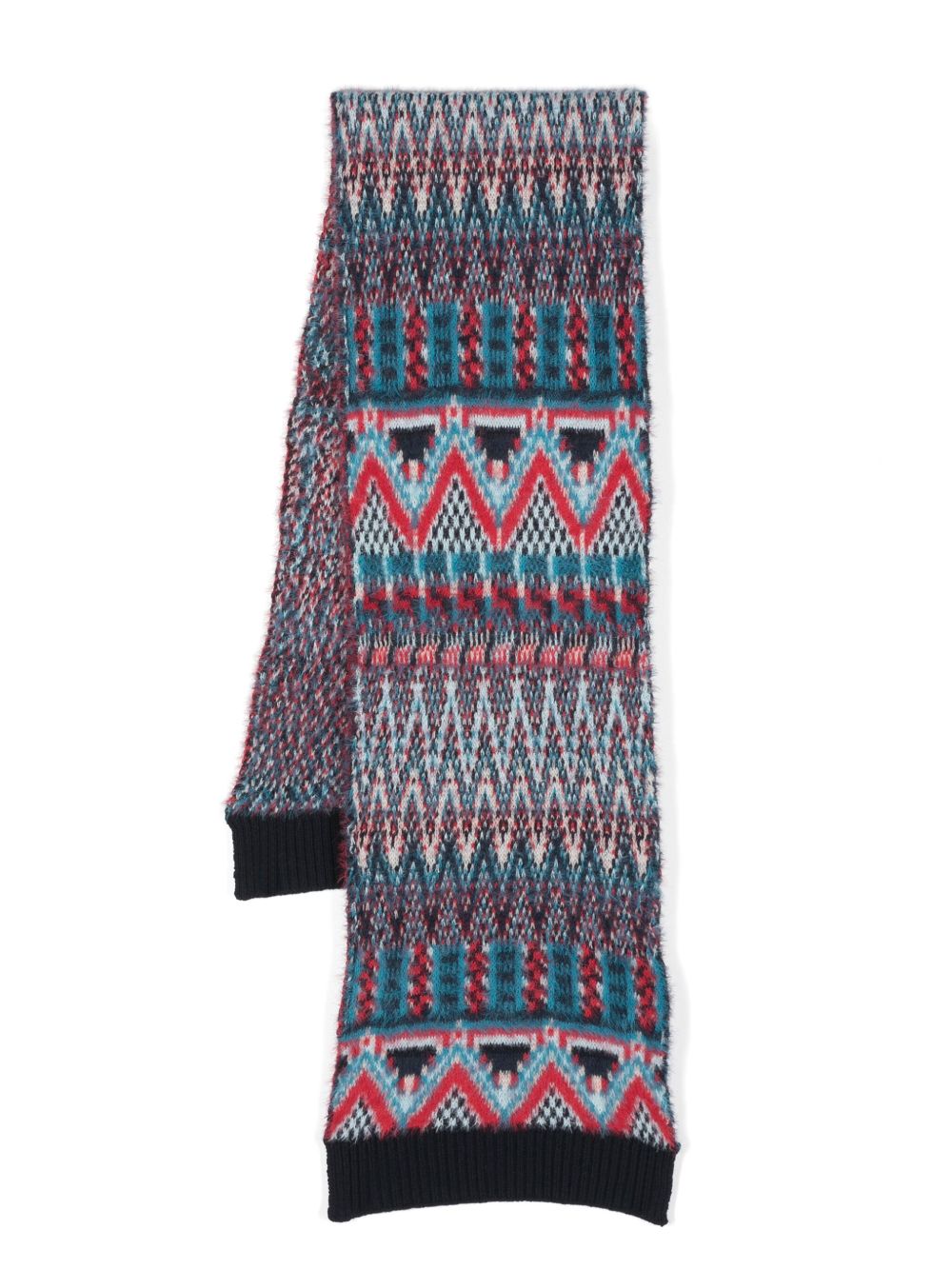 Missoni Kids 嵌花针织围巾 - 蓝色