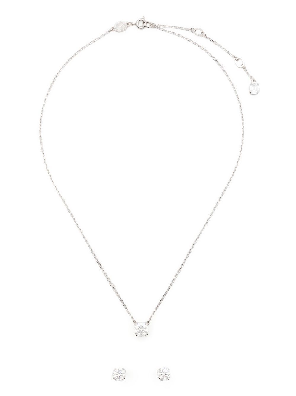 Swarovski Constella 圆形切割耳环 - 银色