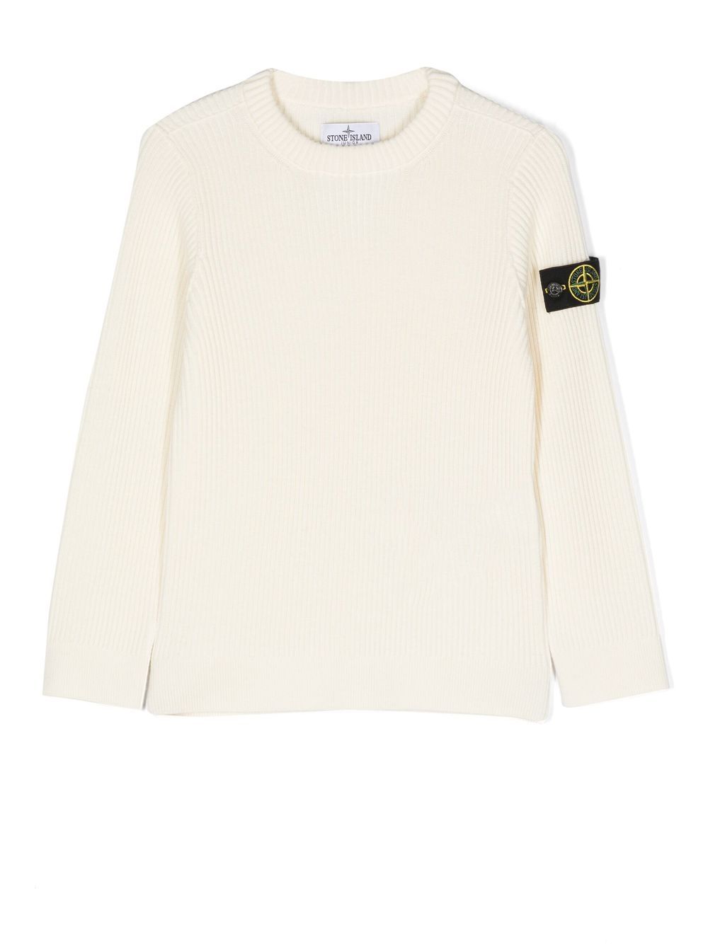 Stone Island Junior 罗盘贴花羊毛毛衣 - 中性色