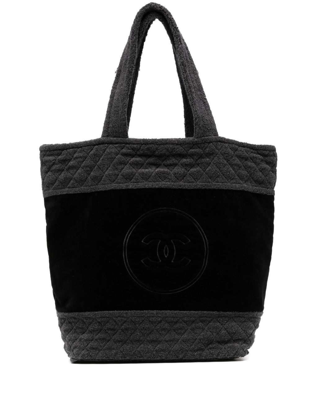CHANEL Pre-Owned CC 毛巾布手提包（2018年典藏款） - 黑色
