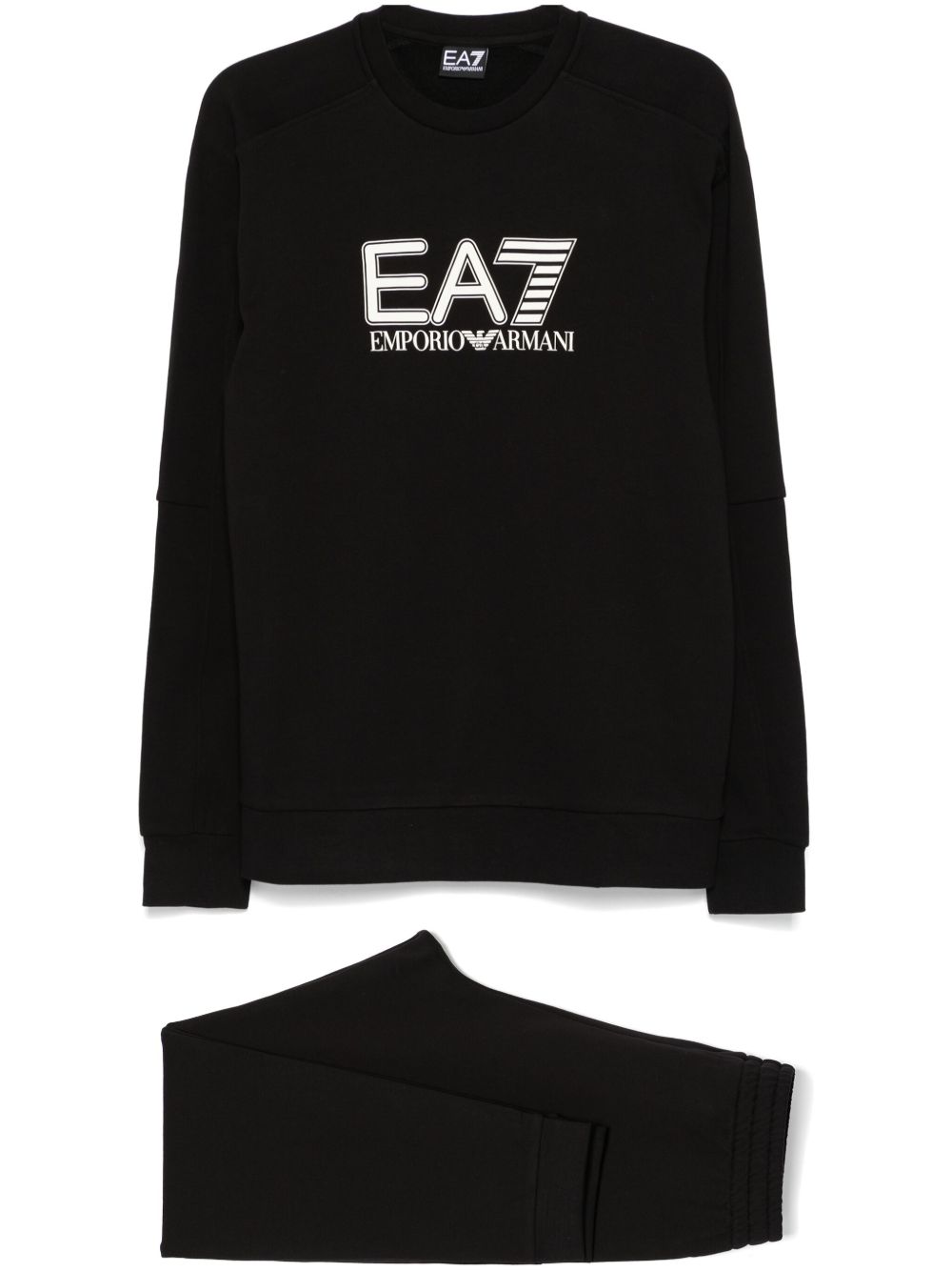 Ea7 Emporio Armani logo印花运动套装 - 黑色