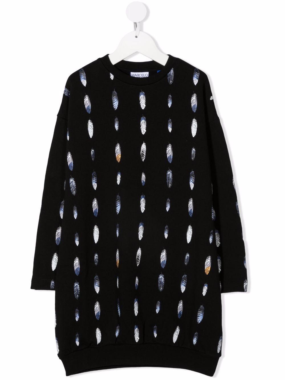 Marcelo Burlon County Of Milan Kids 羽毛印花毛衣式连衣裙 - 黑色