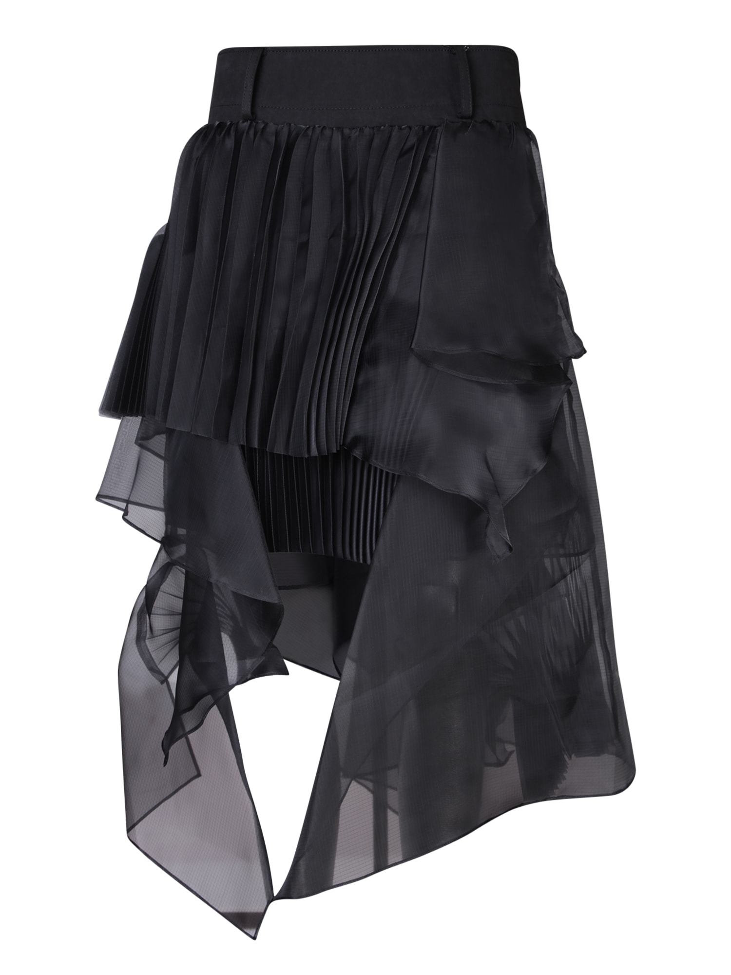 Sacai Rip Stop薄纱黑色裙子