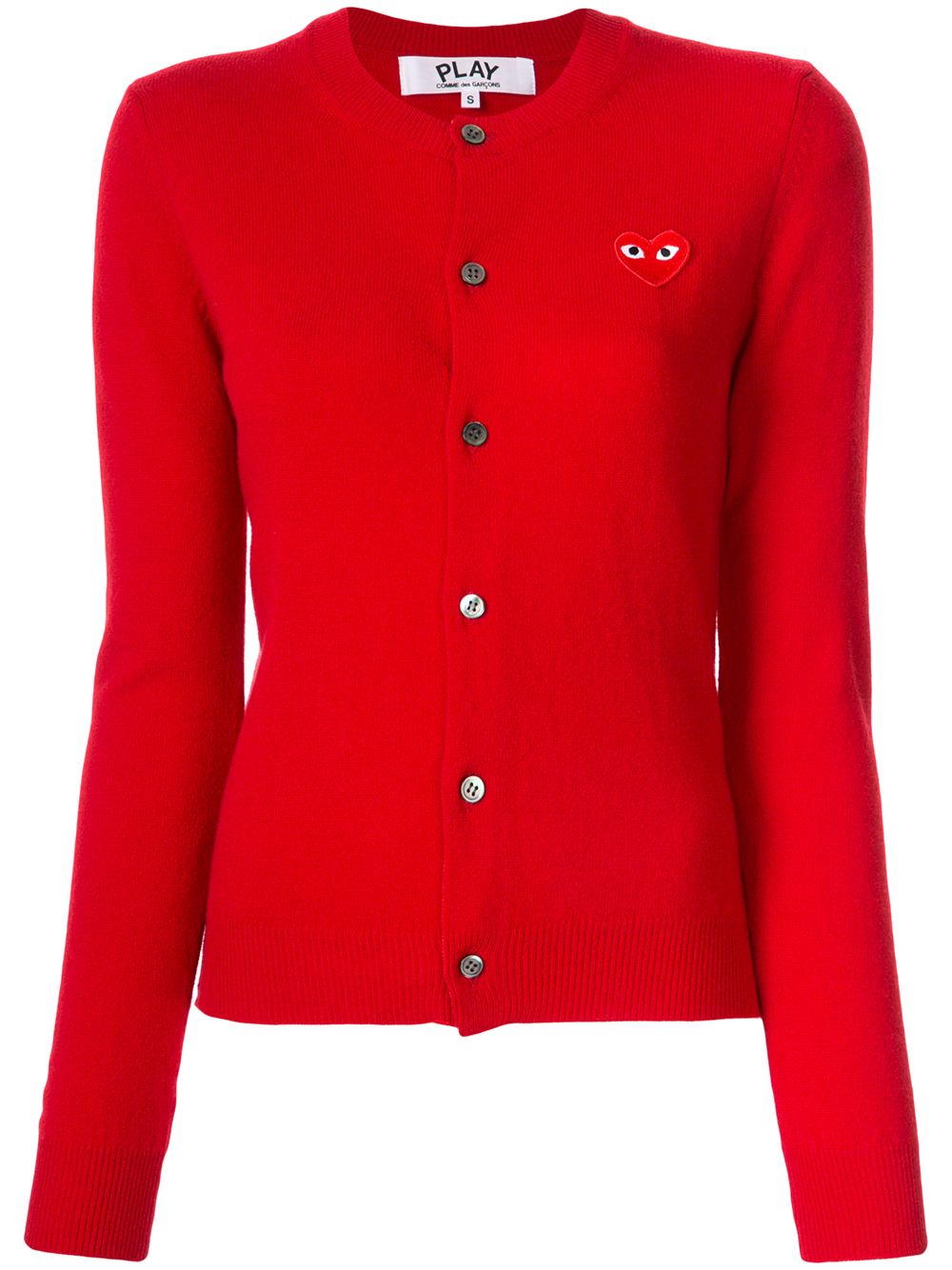 Comme Des Garçons Play logo刺绣搭扣开衫 - 红色